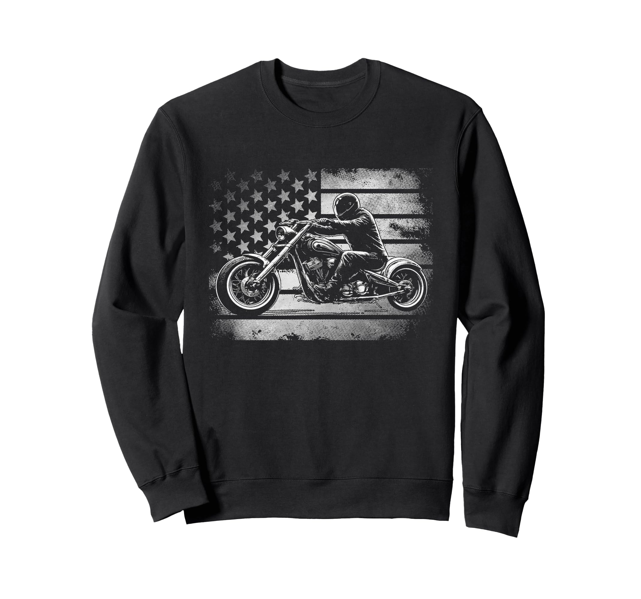Motorcycle Usa Flag Biker Sweatshirt - Novelty Apparel for Adults - T-Shirt, Sweatshirt, Hoodie