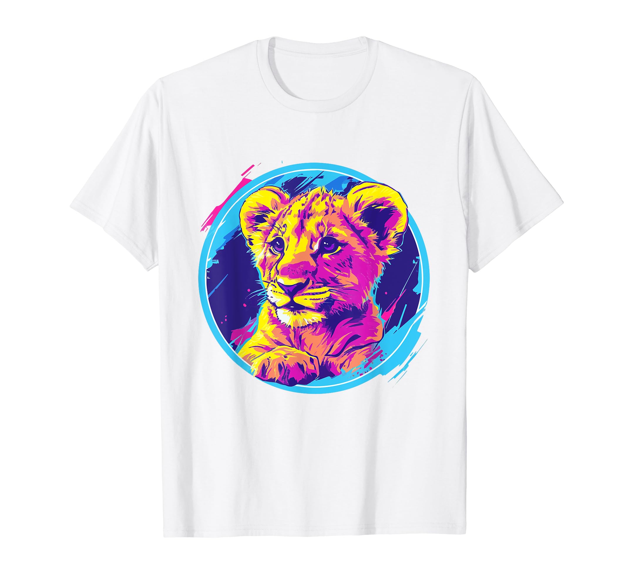Lion 80S Synthwave And Neon Colors Sweatshirt - Minimalist Print Unisex - T-Shirt, Sweatshirt, Hoodie