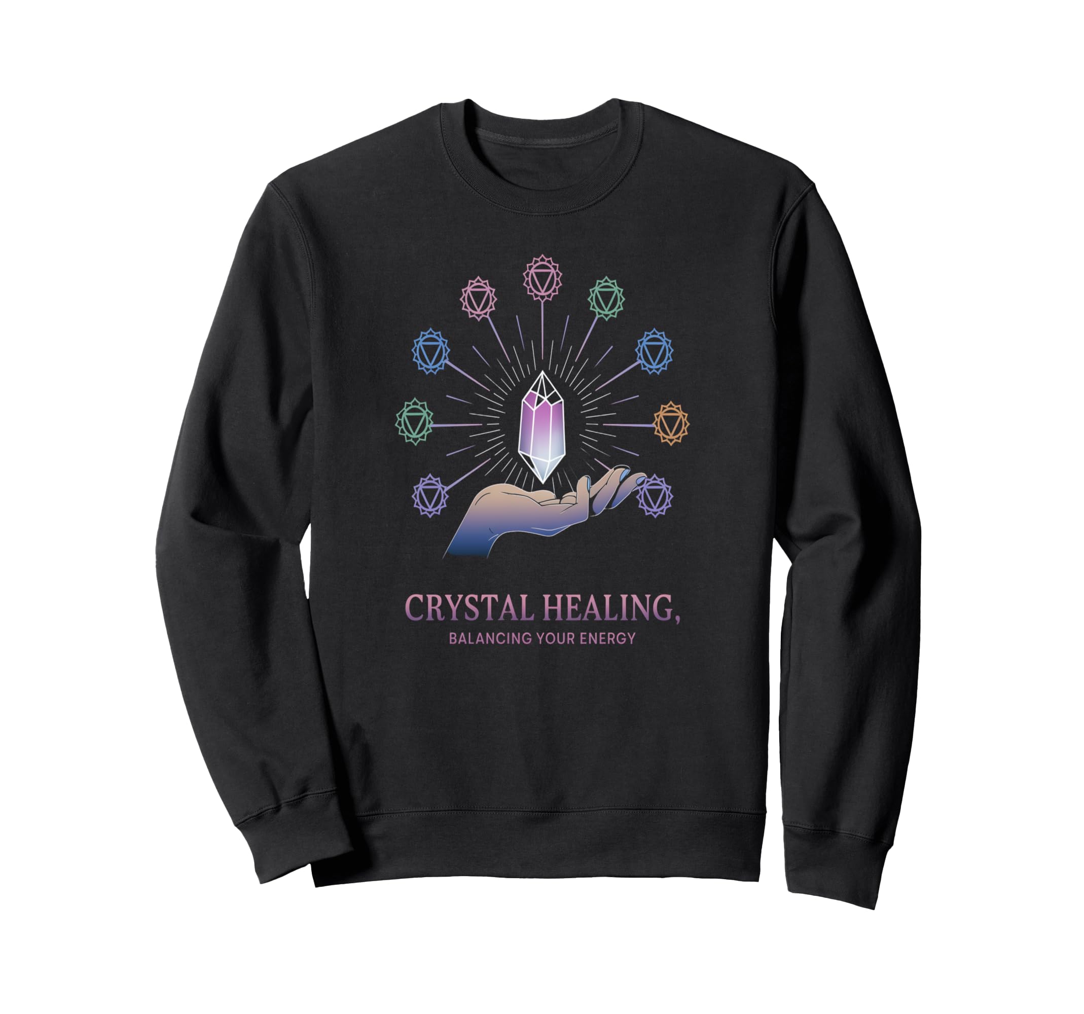 Crystal Healing Balancing Energy Sweatshirt - Custom Art Print for Adults - T-Shirt, Sweatshirt, Hoodie