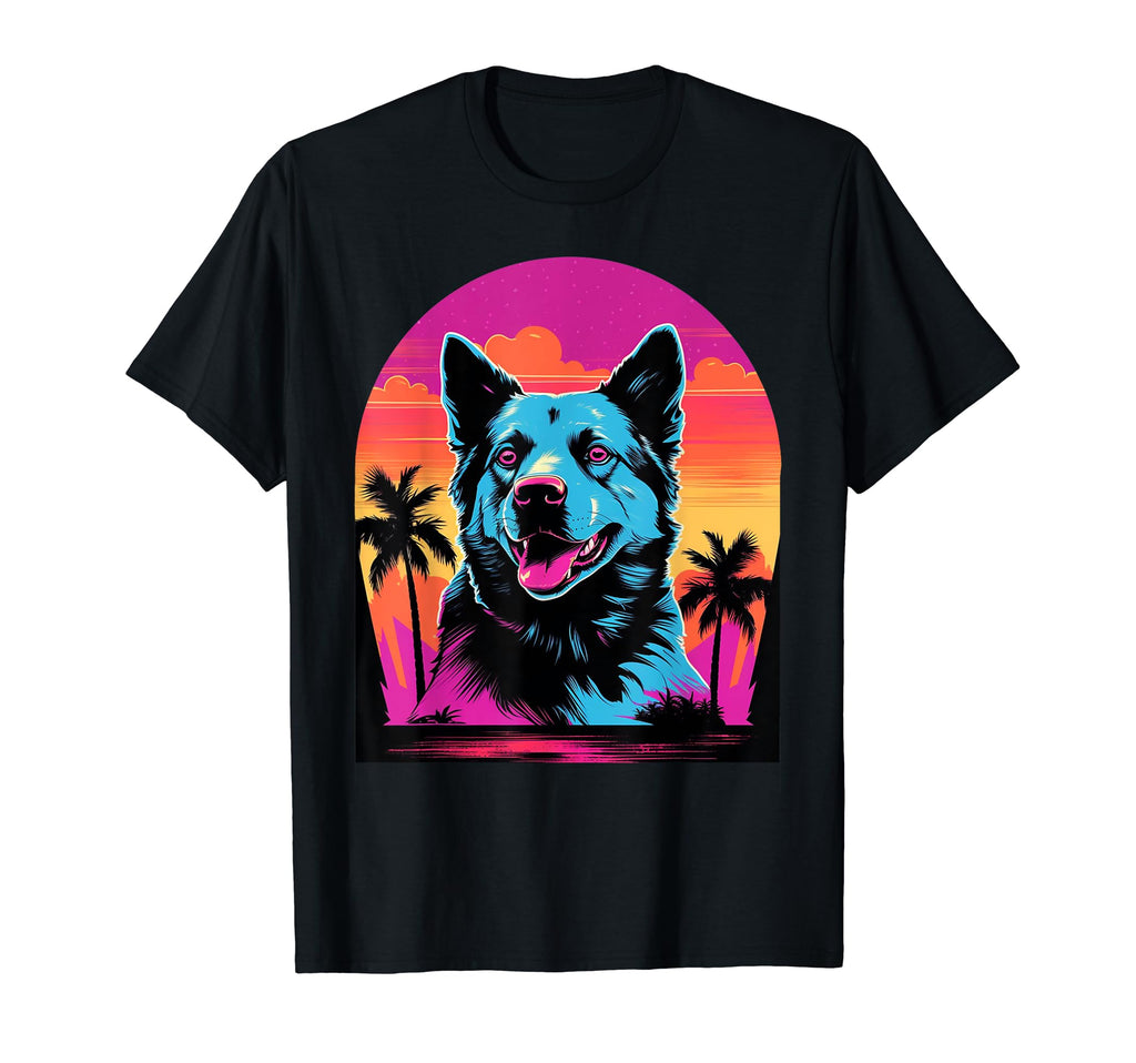 Australian Cattle Dog 80S Synthwave T-Shirt - Custom Art Print for Adults - T-Shirt, Sweatshirt, Hoodie