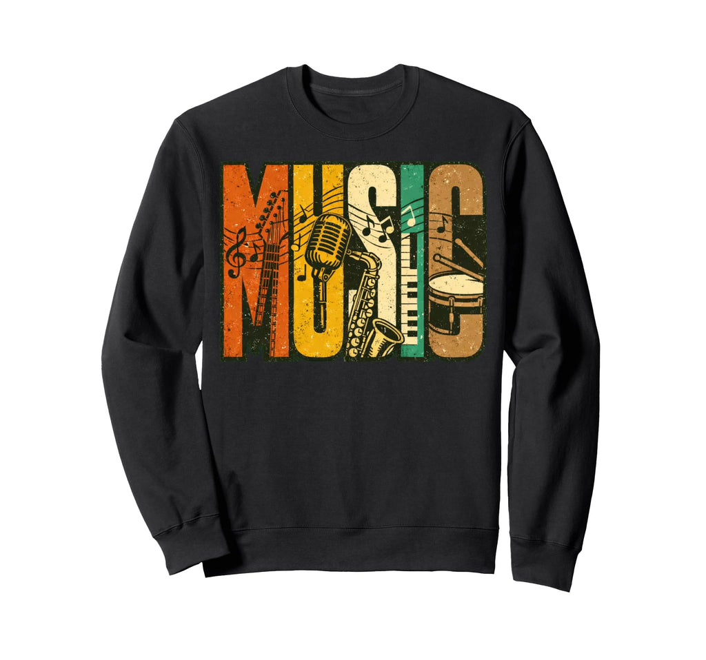 Music Instruments Typography Guitar Sweatshirt - Trendy Graphic for Adults - T-Shirt, Sweatshirt, Hoodie