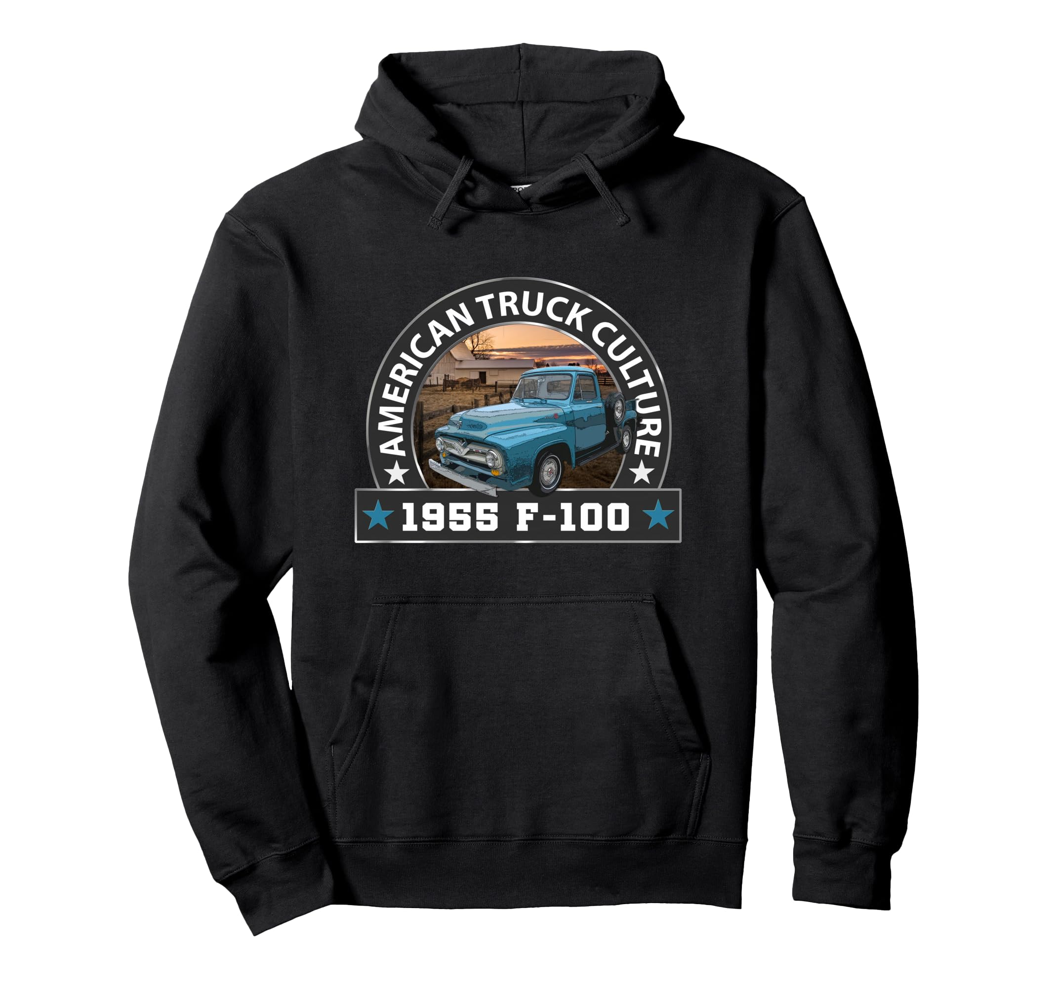 1955 F100 Pickup Truck Big Blue Trucks Hoodie - Graphic Print Men Women - T-Shirt, Sweatshirt, Hoodie