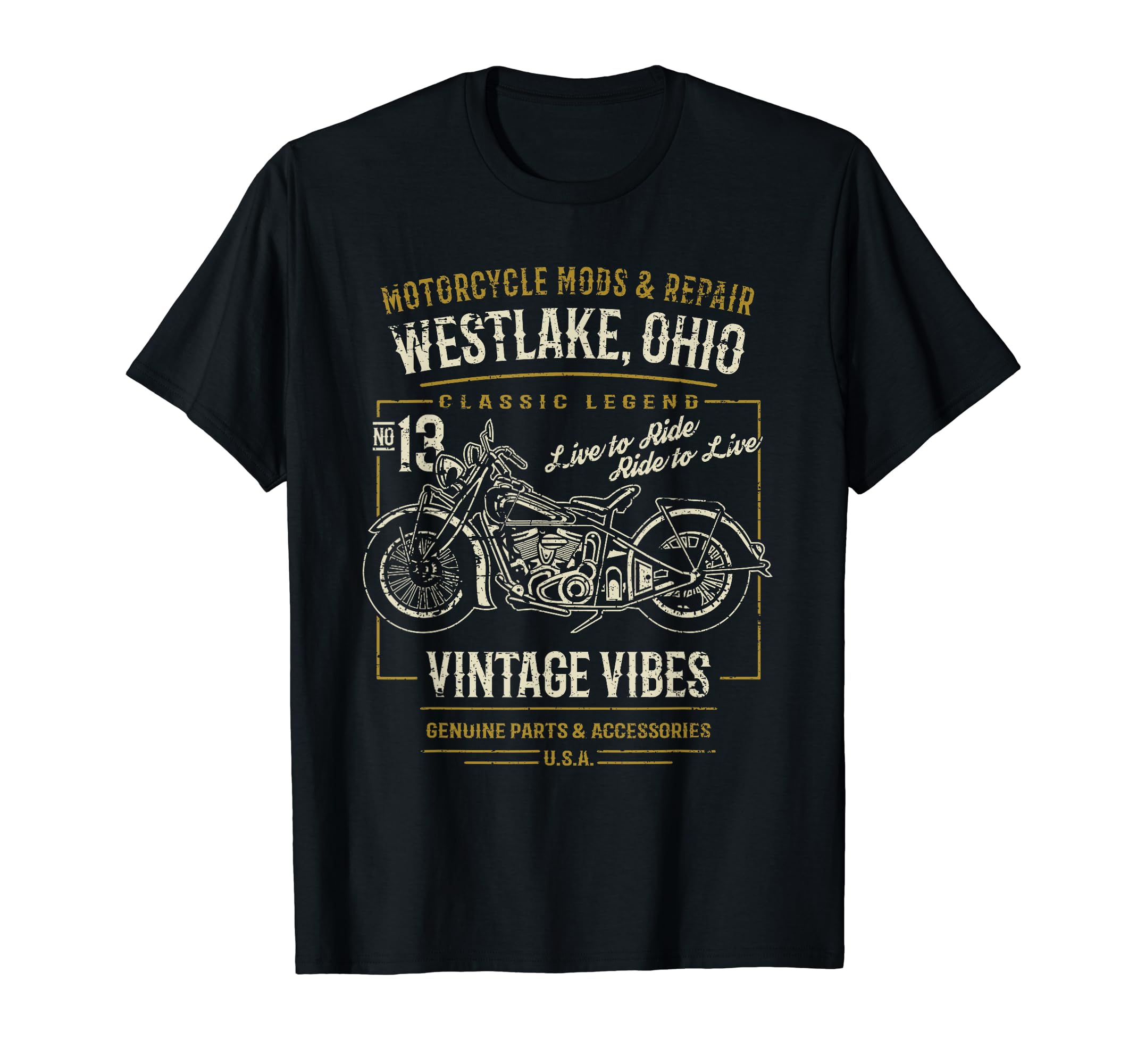 Westlake Oh Usa Distressed Motorcycle T-Shirt - Minimalist Print Men Women - T-Shirt, Sweatshirt, Hoodie