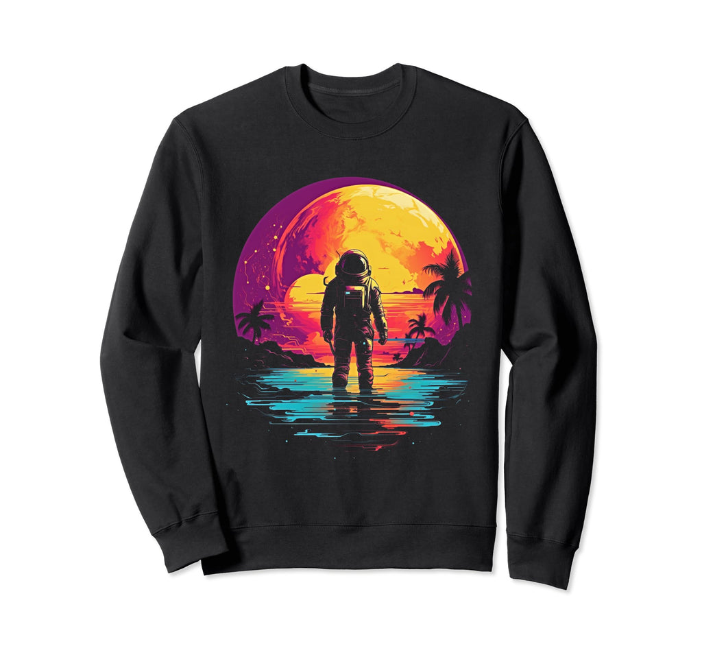 Synthwave Astronaut Cyberpunk Sweatshirt - Fun Novelty Design for Adults - T-Shirt, Sweatshirt, Hoodie