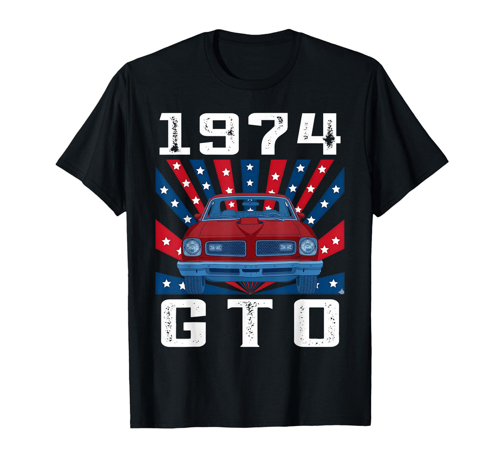 74 1974 Gto American Flag Silhouette T-Shirt - Novelty Apparel for Adults - T-Shirt, Sweatshirt, Hoodie