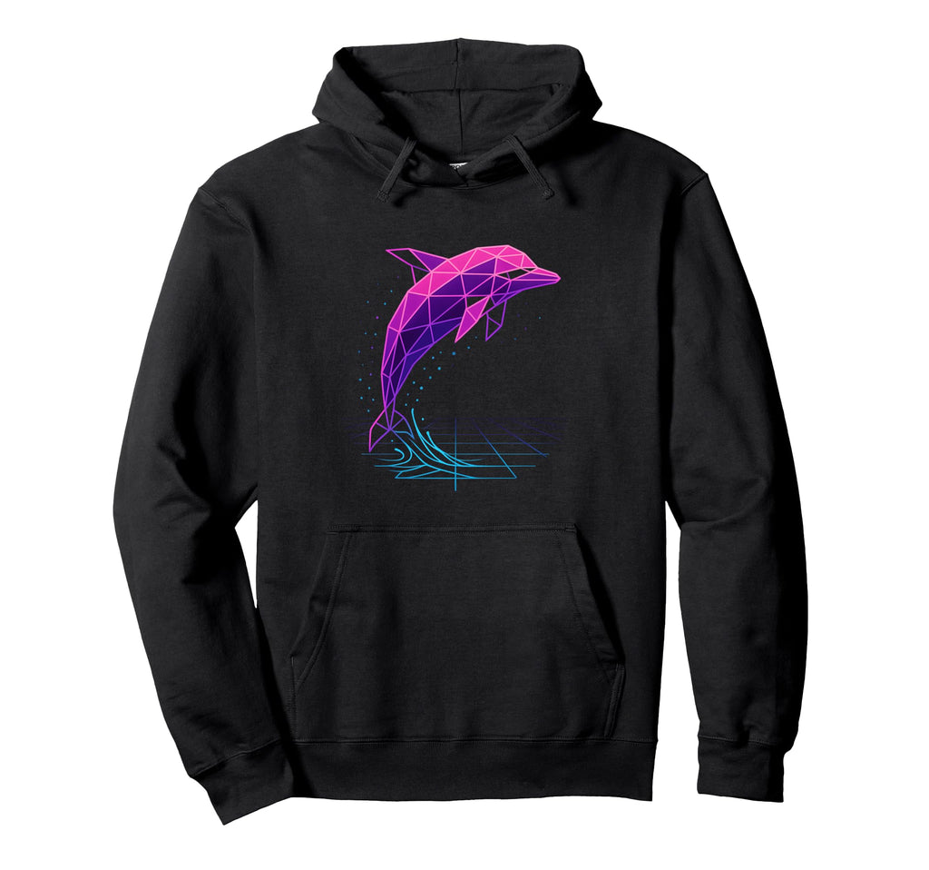Vaporwave Dolphin Synthwave Ocean Hoodie - Fun Novelty Design Men Women - T-Shirt, Sweatshirt, Hoodie
