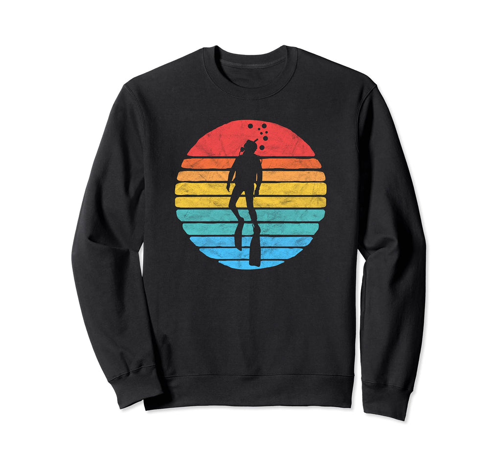 Scuba Diver Eighties Distressed Sweatshirt - Trendy Graphic Men Women - T-Shirt, Sweatshirt, Hoodie