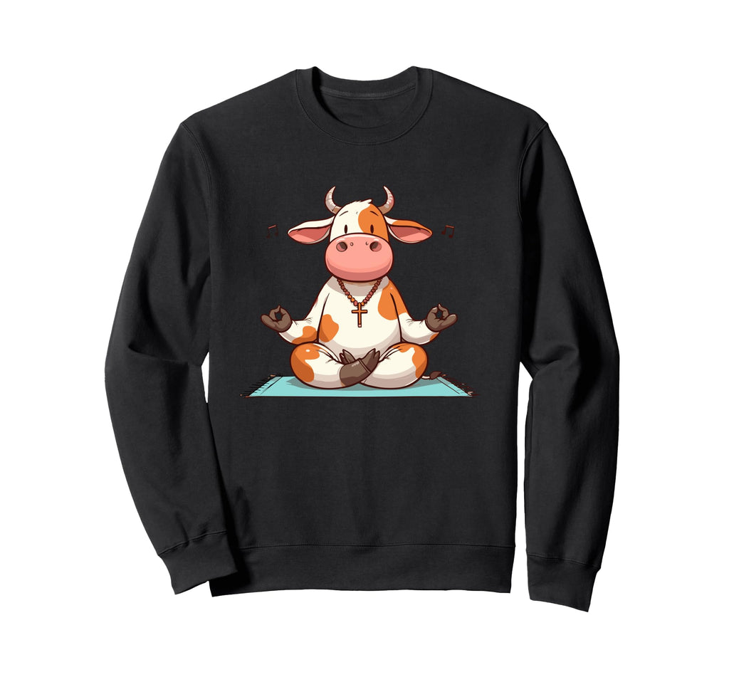 Meditation Cow Yoga Pose Sweatshirt - Fun Novelty Design for Adults - T-Shirt, Sweatshirt, Hoodie