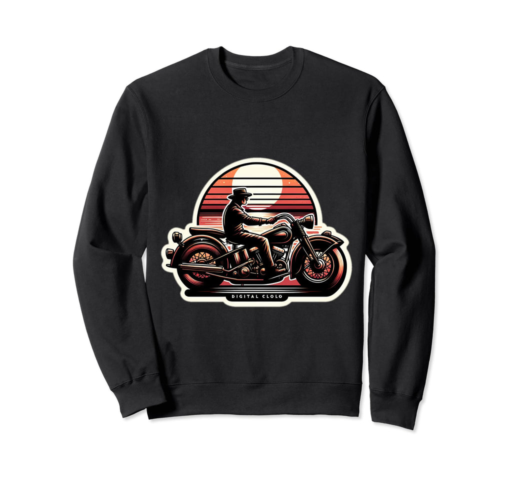Motorcycle Sunset Art Sweatshirt - Streetwear Style Unisex - T-Shirt, Sweatshirt, Hoodie