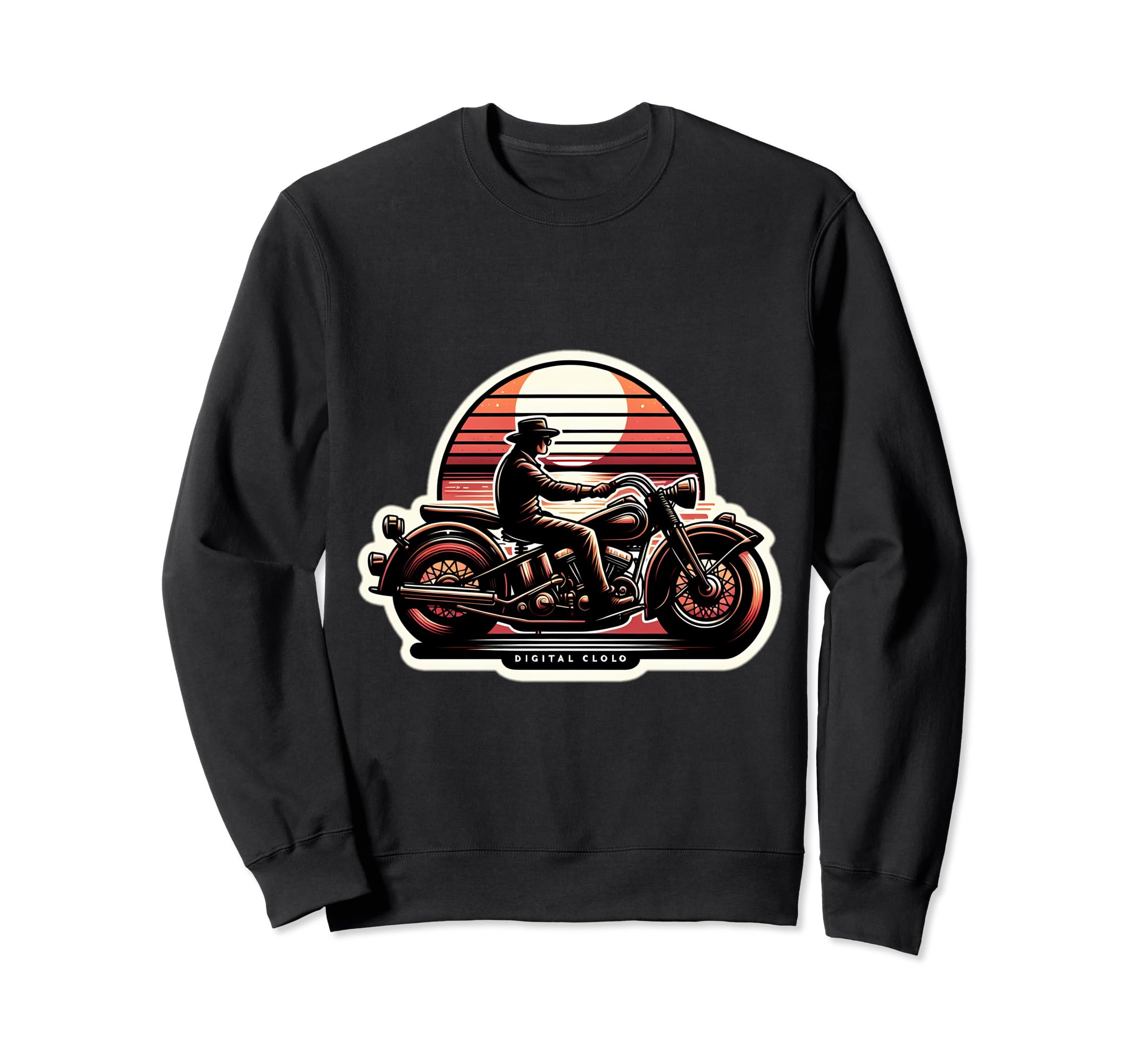 Motorcycle Sunset Art Sweatshirt - Streetwear Style Unisex - T-Shirt, Sweatshirt, Hoodie