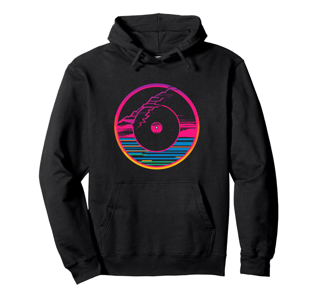 Vinyl Record Vaporwave Turntable Music Hoodie - Novelty Apparel for Adults - T-Shirt, Sweatshirt, Hoodie