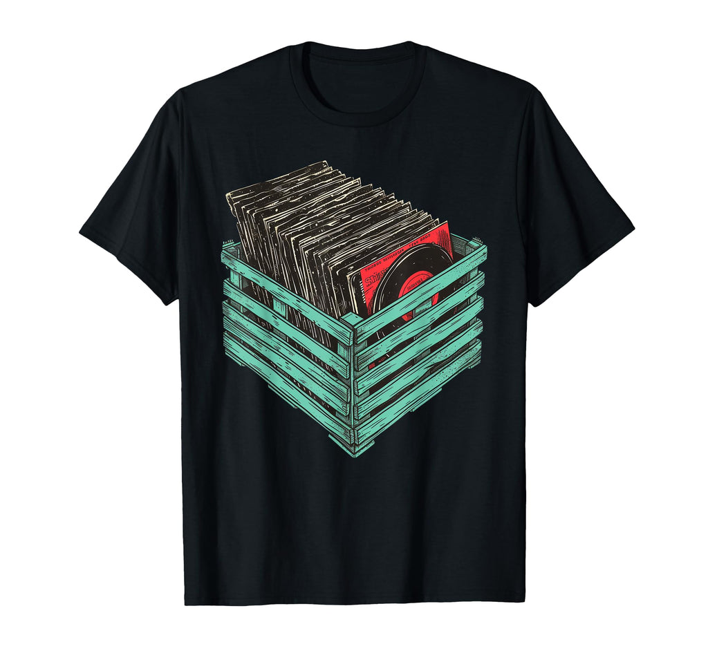 Vinyl Record Crate T-Shirt - Custom Art Print Men Women - T-Shirt, Sweatshirt, Hoodie