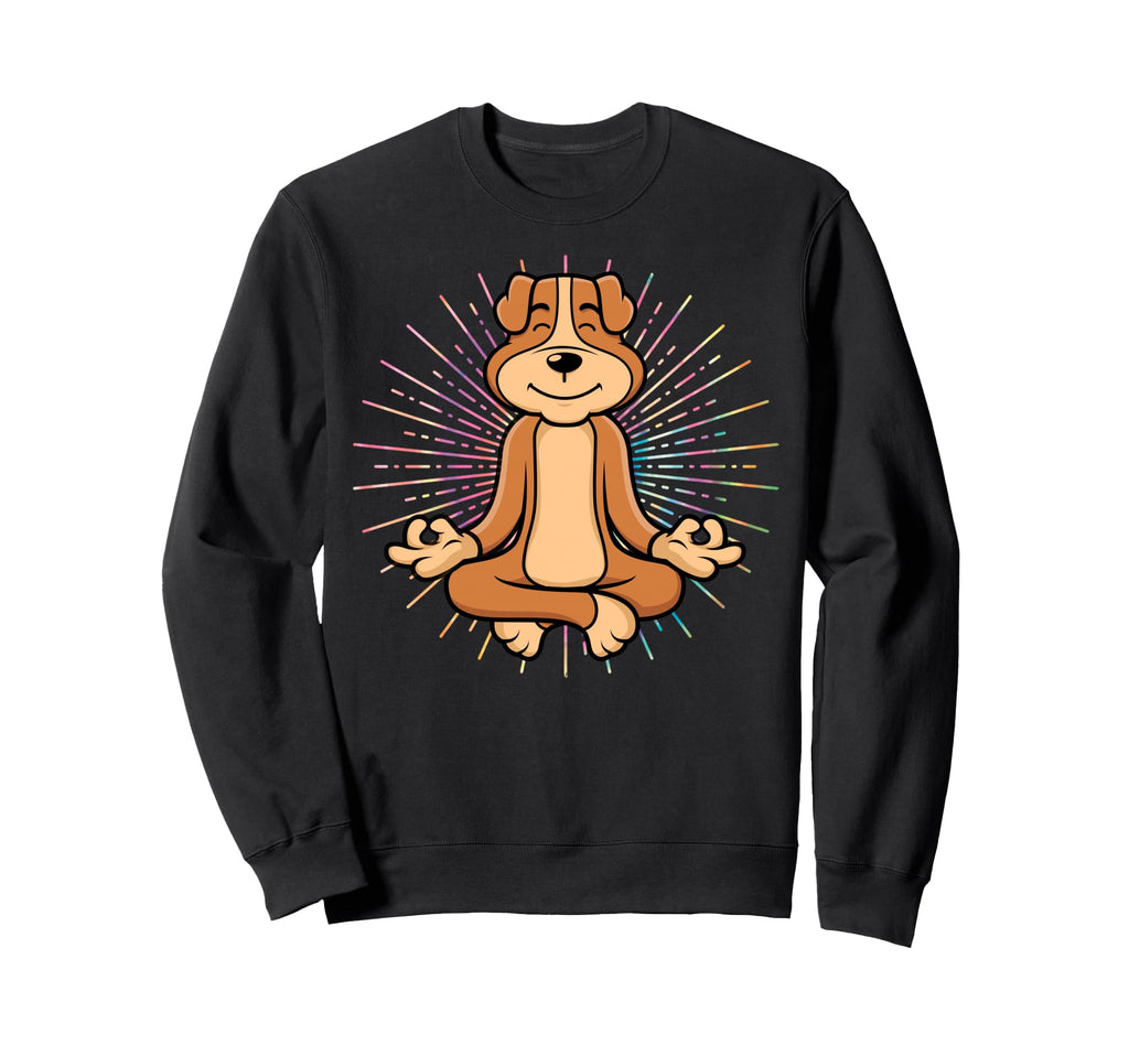 Funny Dog Yoga Lotus Pose Meditation Sweatshirt - Trendy Graphic Men Women - T-Shirt, Sweatshirt, Hoodie