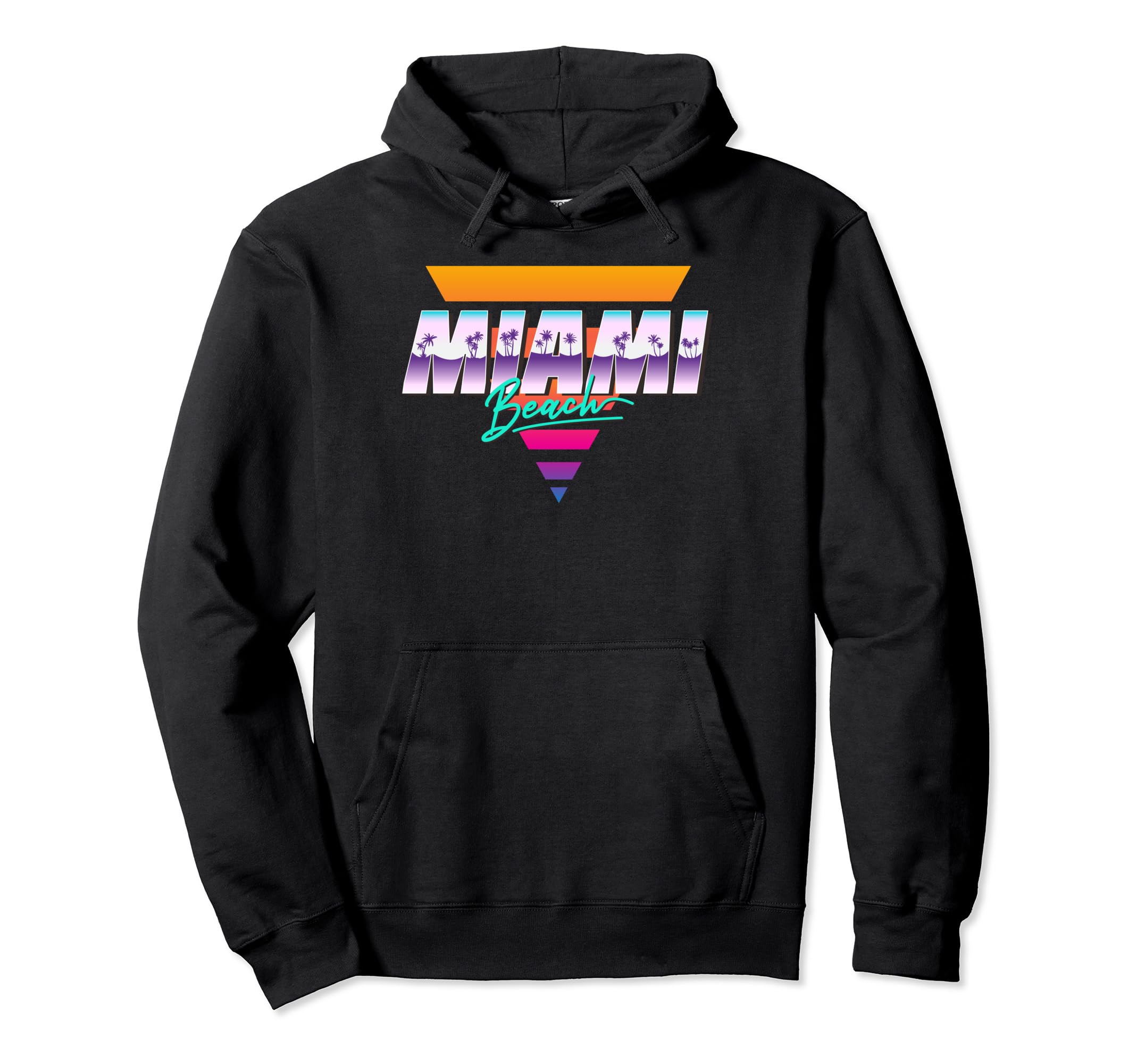 80S Palm Tree Typography Miami Beach Hoodie - Trendy Graphic Men Women - T-Shirt, Sweatshirt, Hoodie
