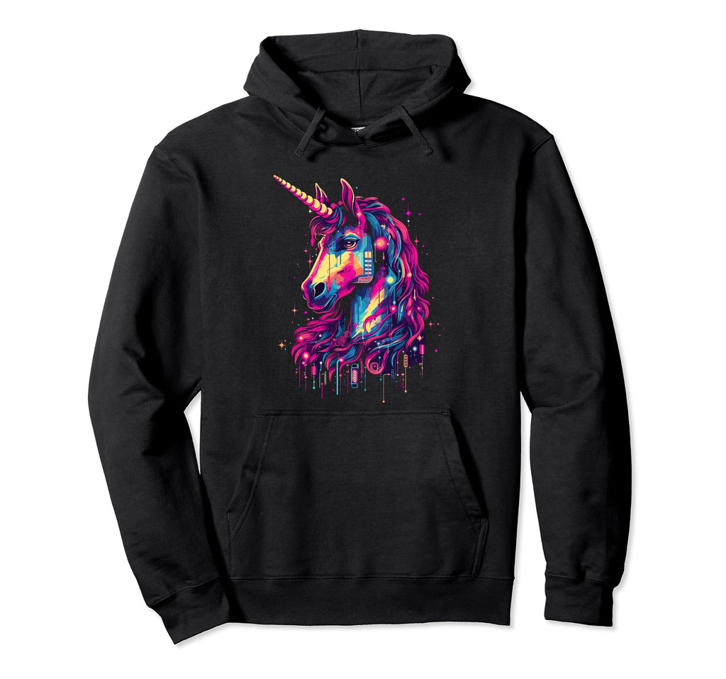 Synthwave Inspired 80S Vaporwave Unicorn Hoodie - Streetwear Style Unisex - T-Shirt, Sweatshirt, Hoodie