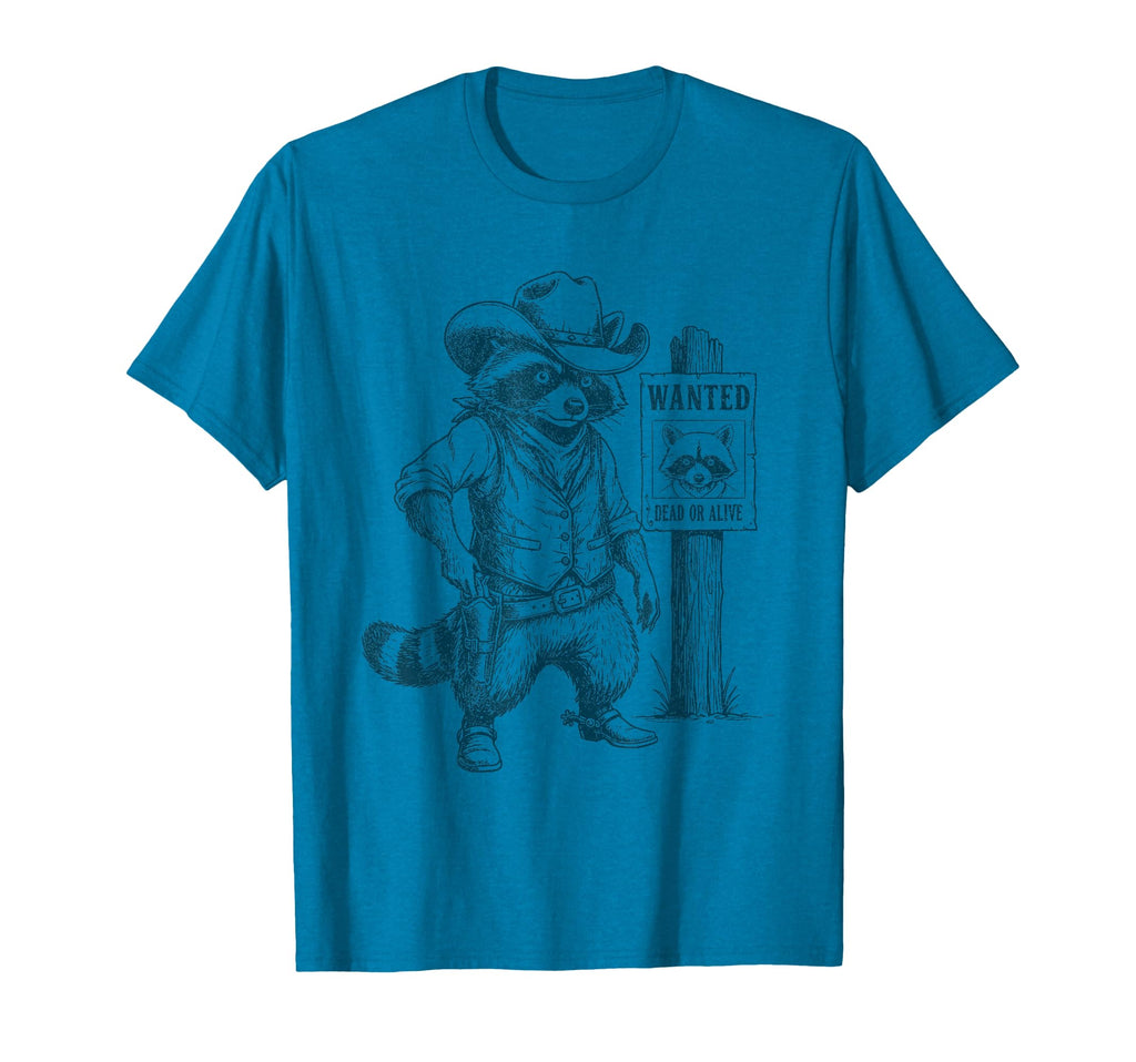 Raccoon Cowboy Western Outlaw T-Shirt - Fun Novelty Design for Adults - T-Shirt, Sweatshirt, Hoodie
