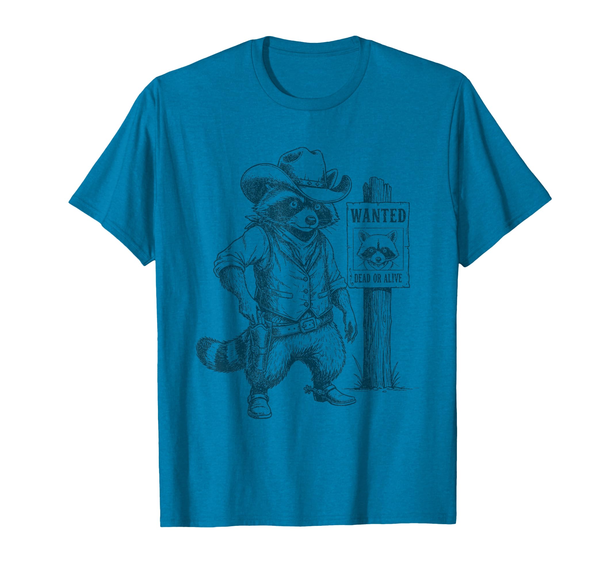 Raccoon Cowboy Western Outlaw T-Shirt - Fun Novelty Design for Adults - T-Shirt, Sweatshirt, Hoodie