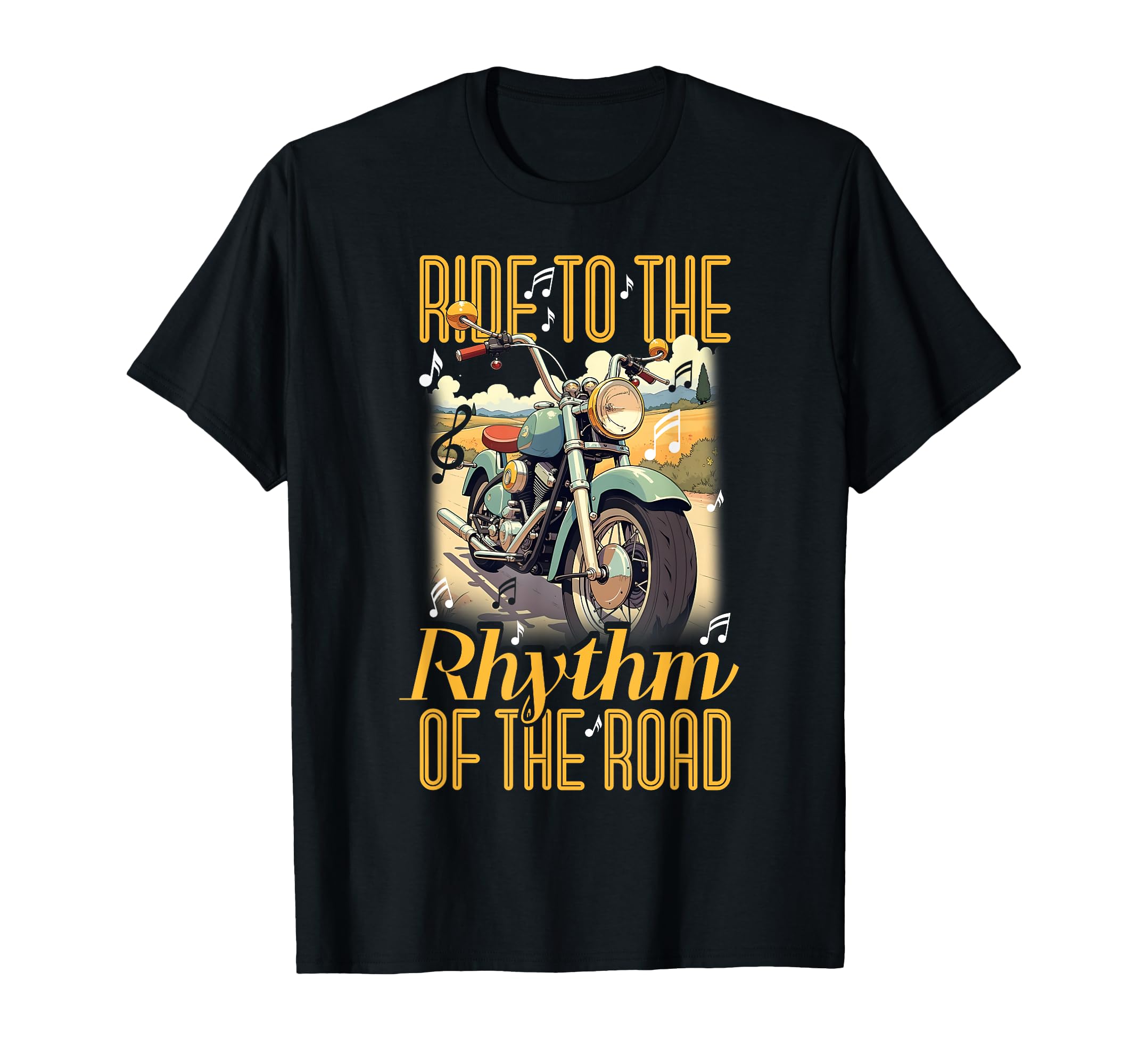 Ride To Rhythm Road Motorcycle Music T-Shirt - Aesthetic Graphic Unisex - T-Shirt, Sweatshirt, Hoodie