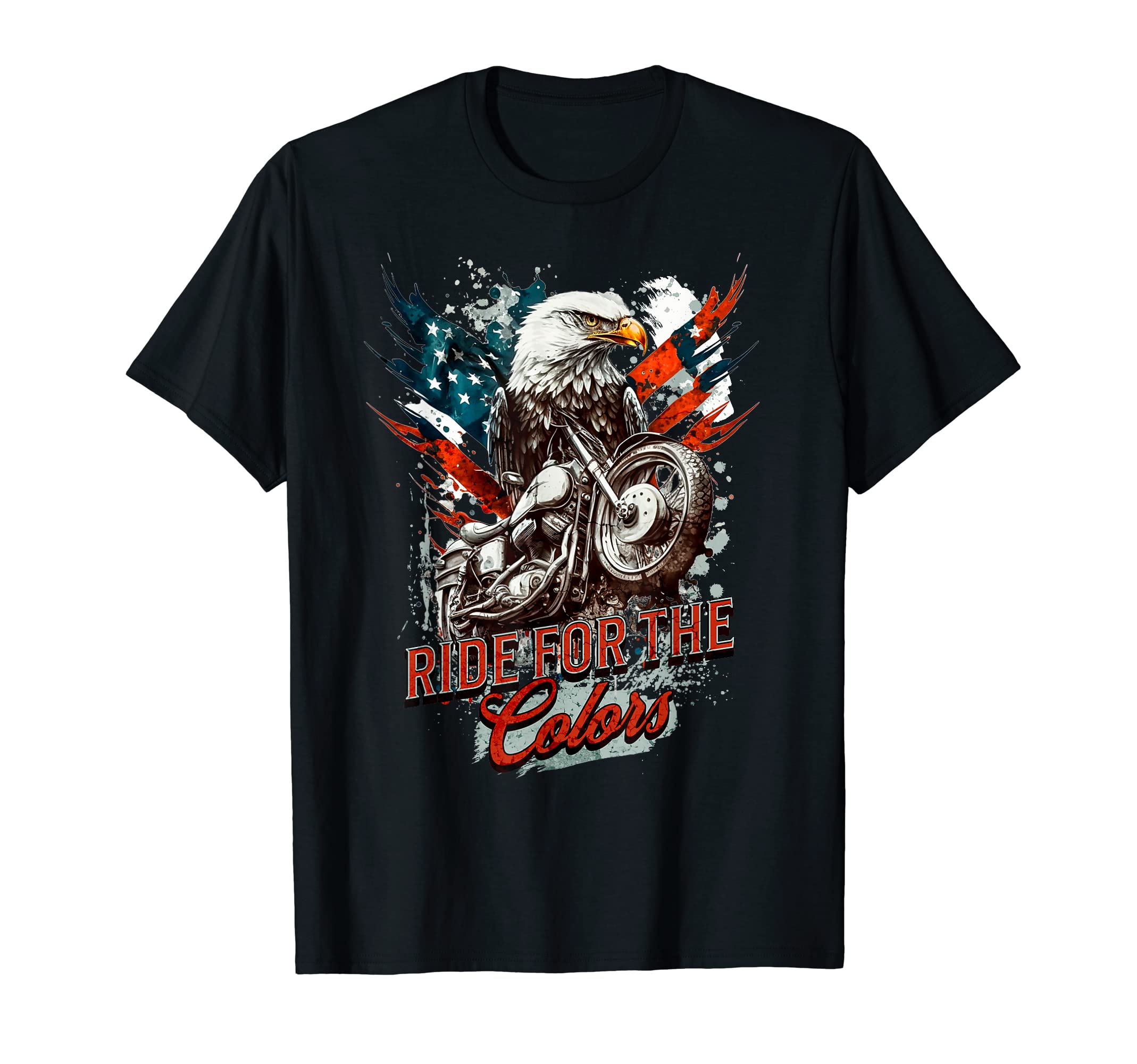 Patriotic Old Biker American Us Flag T-Shirt - Custom Art Print Unisex - T-Shirt, Sweatshirt, Hoodie