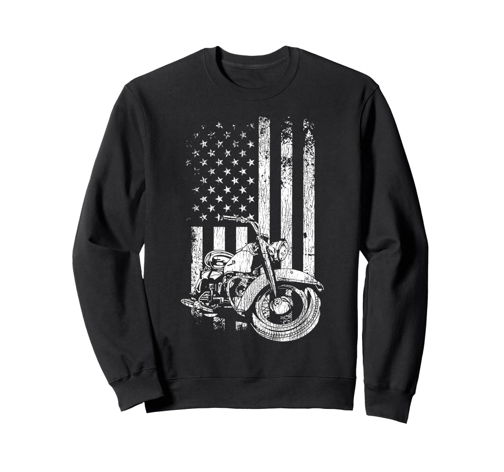Motorcycle Biker American Flag Sweatshirt - Custom Art Print Unisex - T-Shirt, Sweatshirt, Hoodie