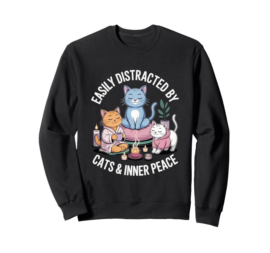 Easily Distracted Cats And Inner Sweatshirt - Trendy Graphic for Adults - T-Shirt, Sweatshirt, Hoodie