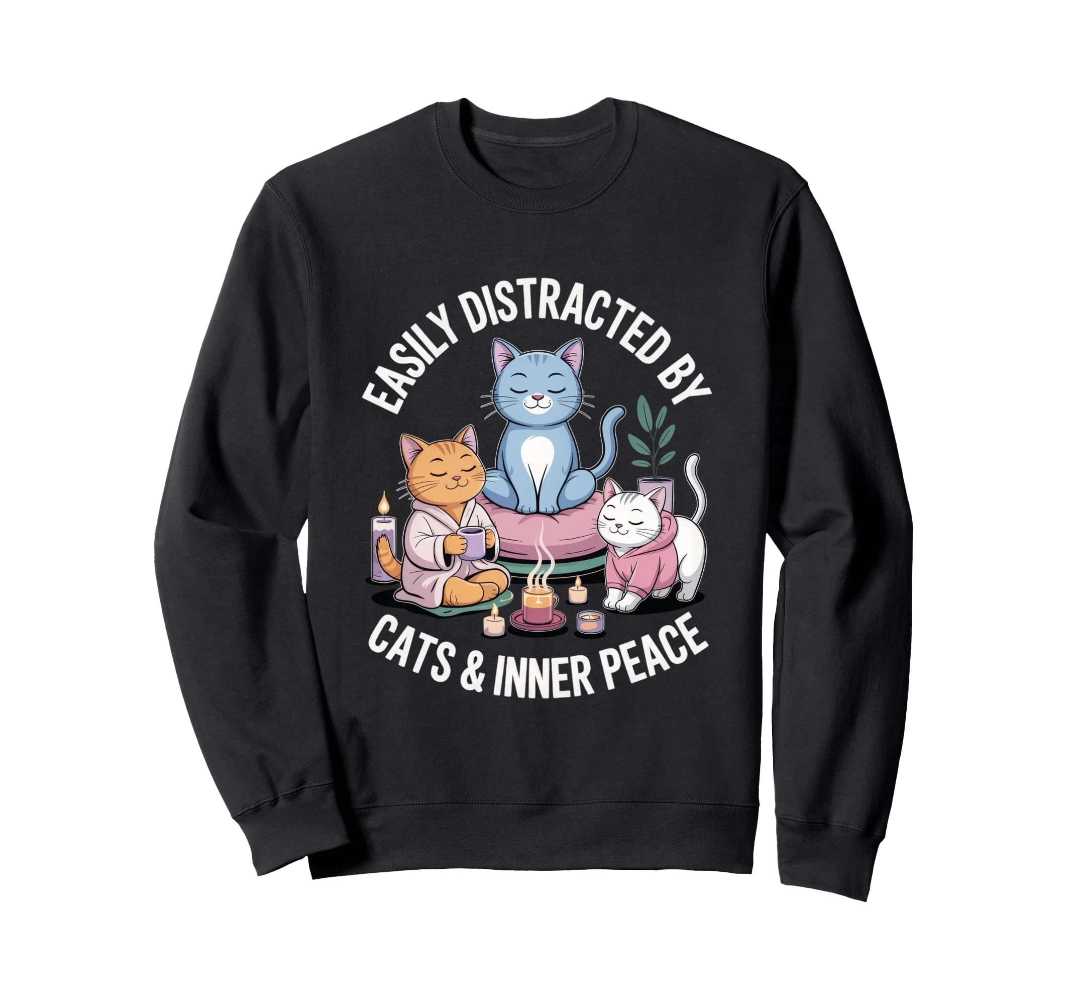 Easily Distracted Cats And Inner Sweatshirt - Trendy Graphic for Adults - T-Shirt, Sweatshirt, Hoodie