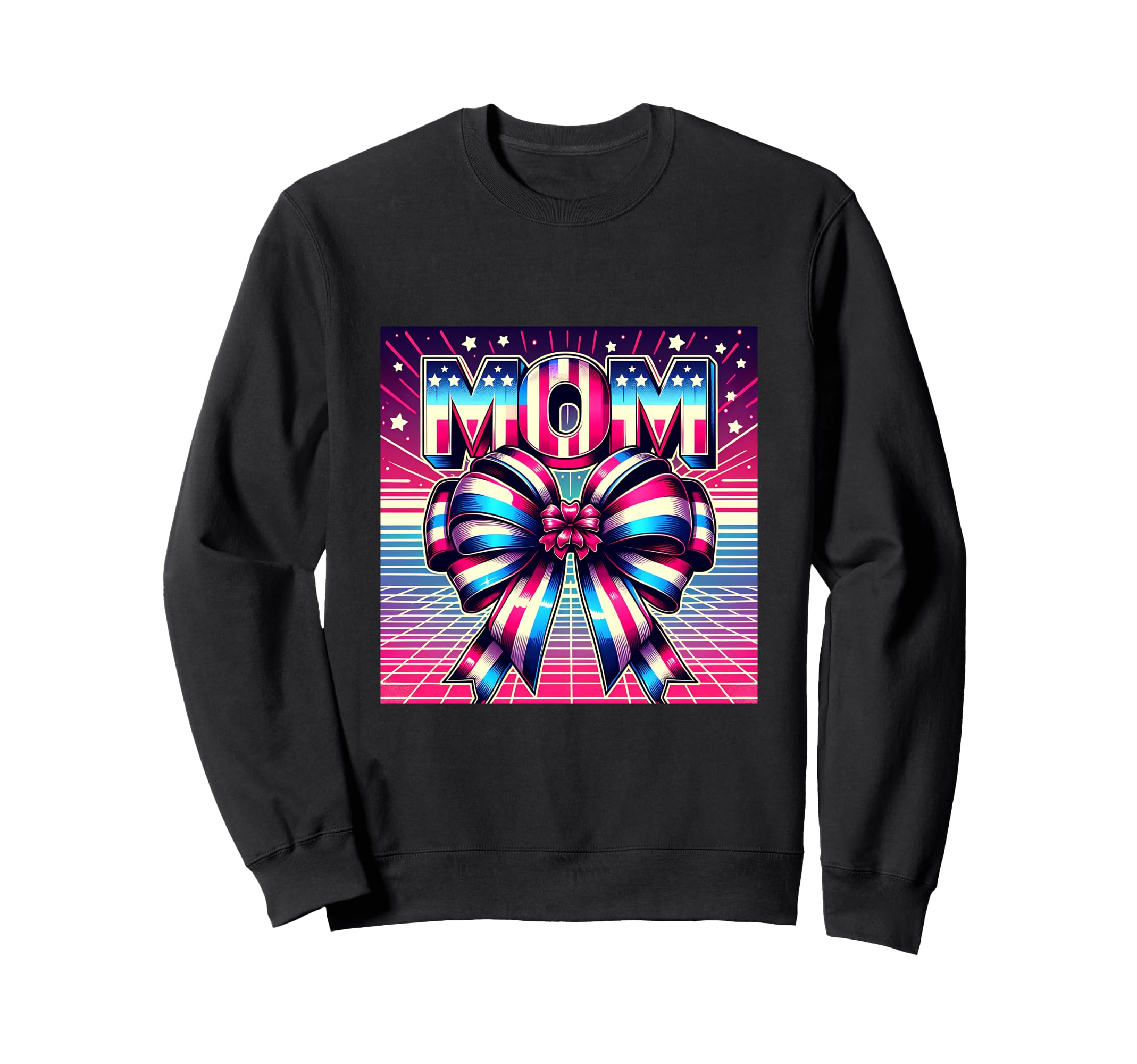 Synthwave Mom 80S Star Spangled Sweatshirt - Fun Novelty Design for Adults - T-Shirt, Sweatshirt, Hoodie