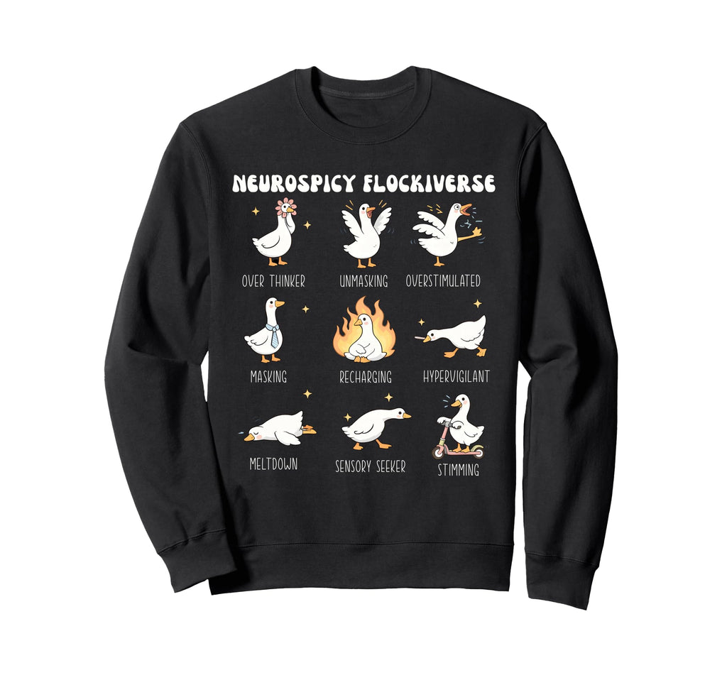 Neurospicy Flockiverse Goose Sweatshirt - Minimalist Print for Adults - T-Shirt, Sweatshirt, Hoodie