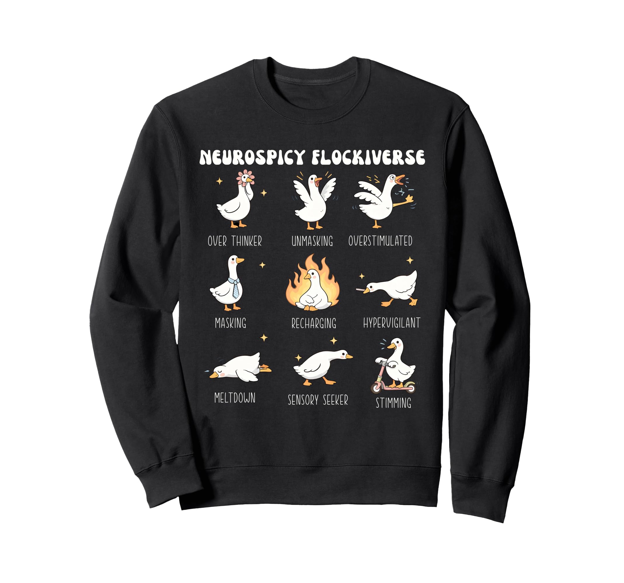 Neurospicy Flockiverse Goose Sweatshirt - Minimalist Print for Adults - T-Shirt, Sweatshirt, Hoodie