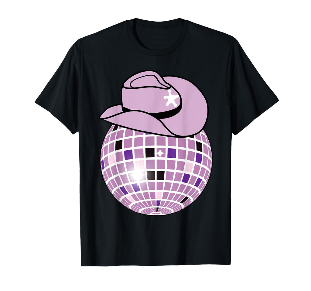 Cowboy Hat Disco Ball Lilac Cowgirl T-Shirt - Unique Graphic Men Women - T-Shirt, Sweatshirt, Hoodie