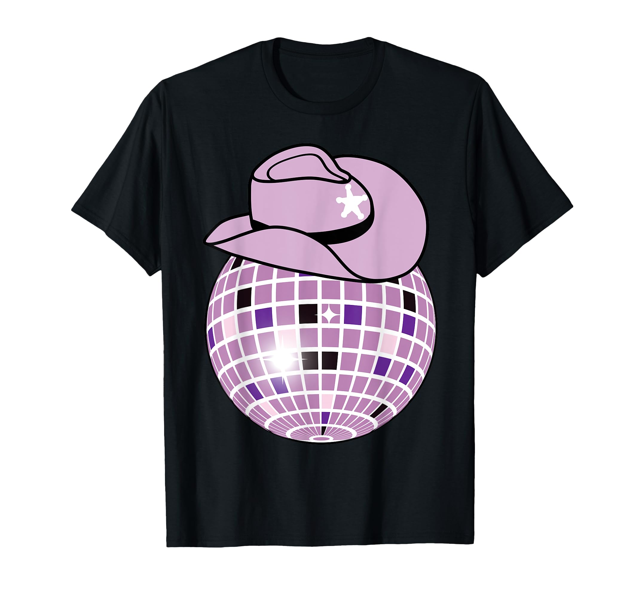 Cowboy Hat Disco Ball Lilac Cowgirl T-Shirt - Unique Graphic Men Women - T-Shirt, Sweatshirt, Hoodie
