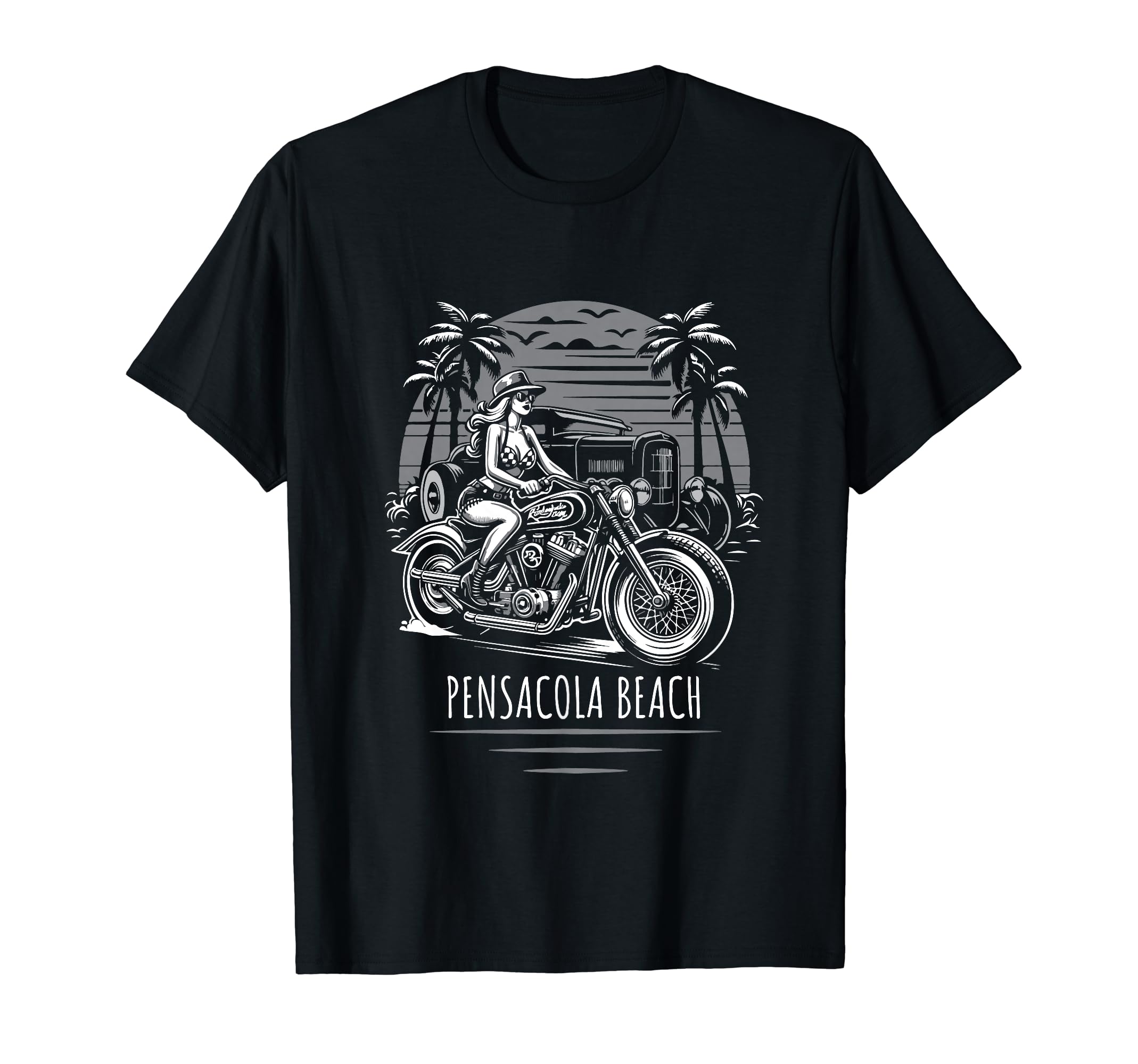 Pensacola Beach Florida Motorcycle T-Shirt - Custom Art Print for Adults - T-Shirt, Sweatshirt, Hoodie