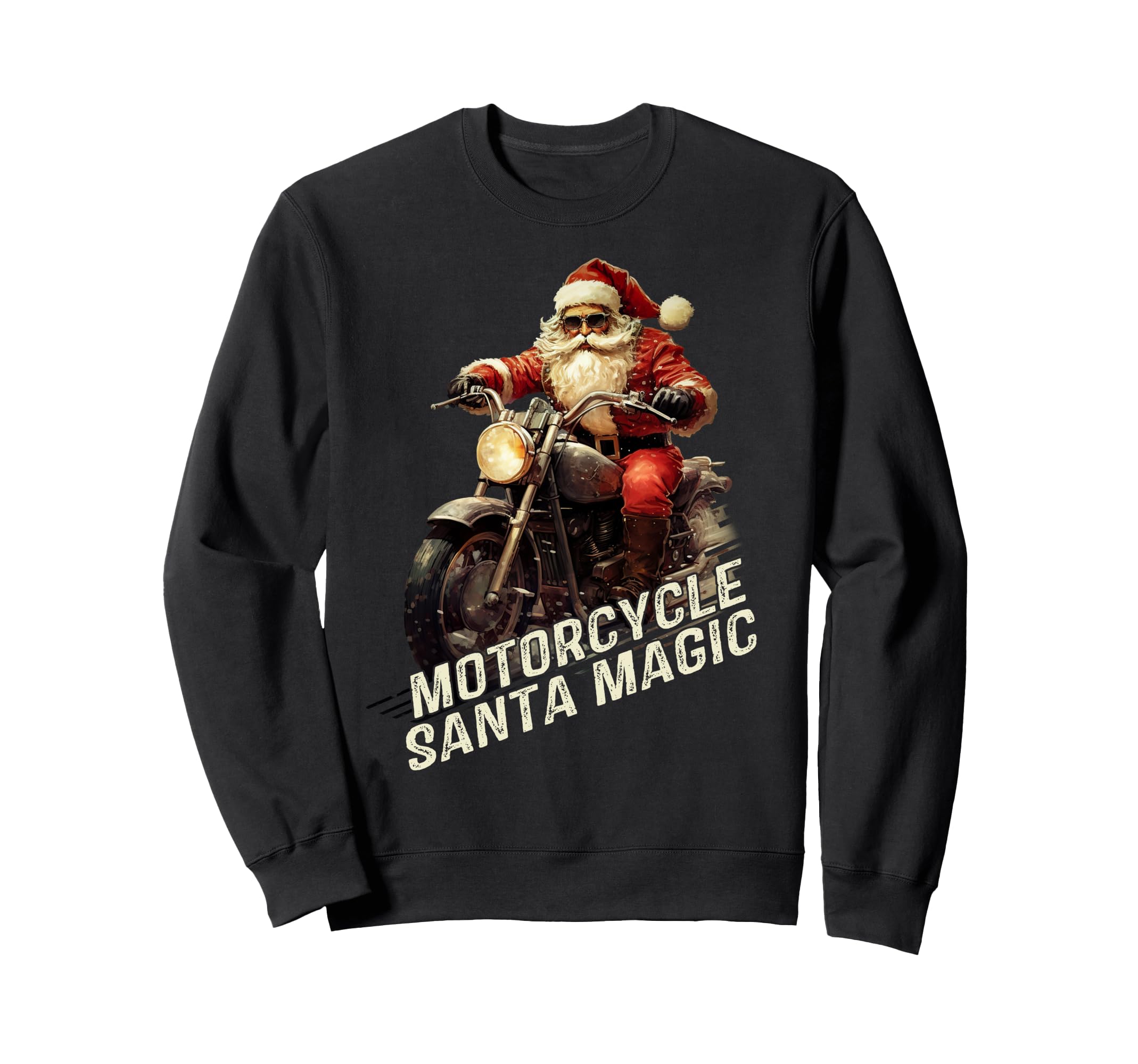 Santa Riding Motorcycle Bike Sweatshirt - Aesthetic Graphic Unisex - T-Shirt, Sweatshirt, Hoodie