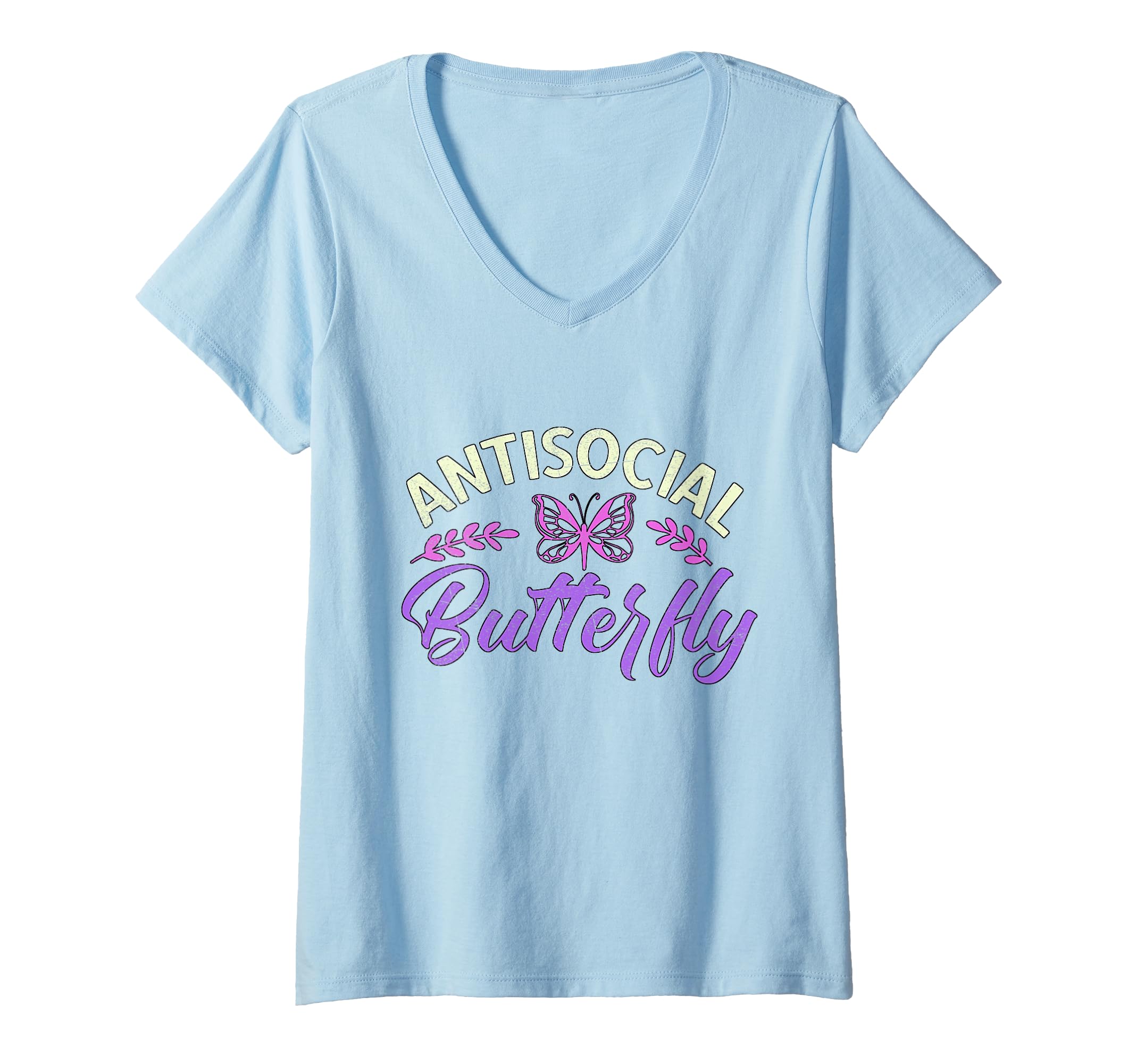Womens Antisocial Butterfly Pretty V T-Shirt - Casual Everyday Wear Unisex - T-Shirt, Sweatshirt, Hoodie
