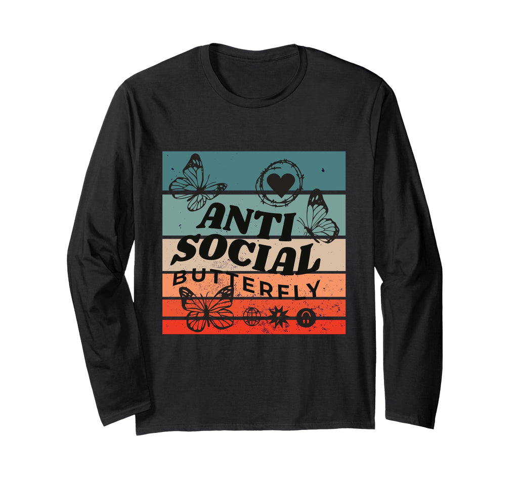 Anti Social Butterfly Barbed Wire Heart T-Shirt - Aesthetic Graphic Unisex - T-Shirt, Sweatshirt, Hoodie
