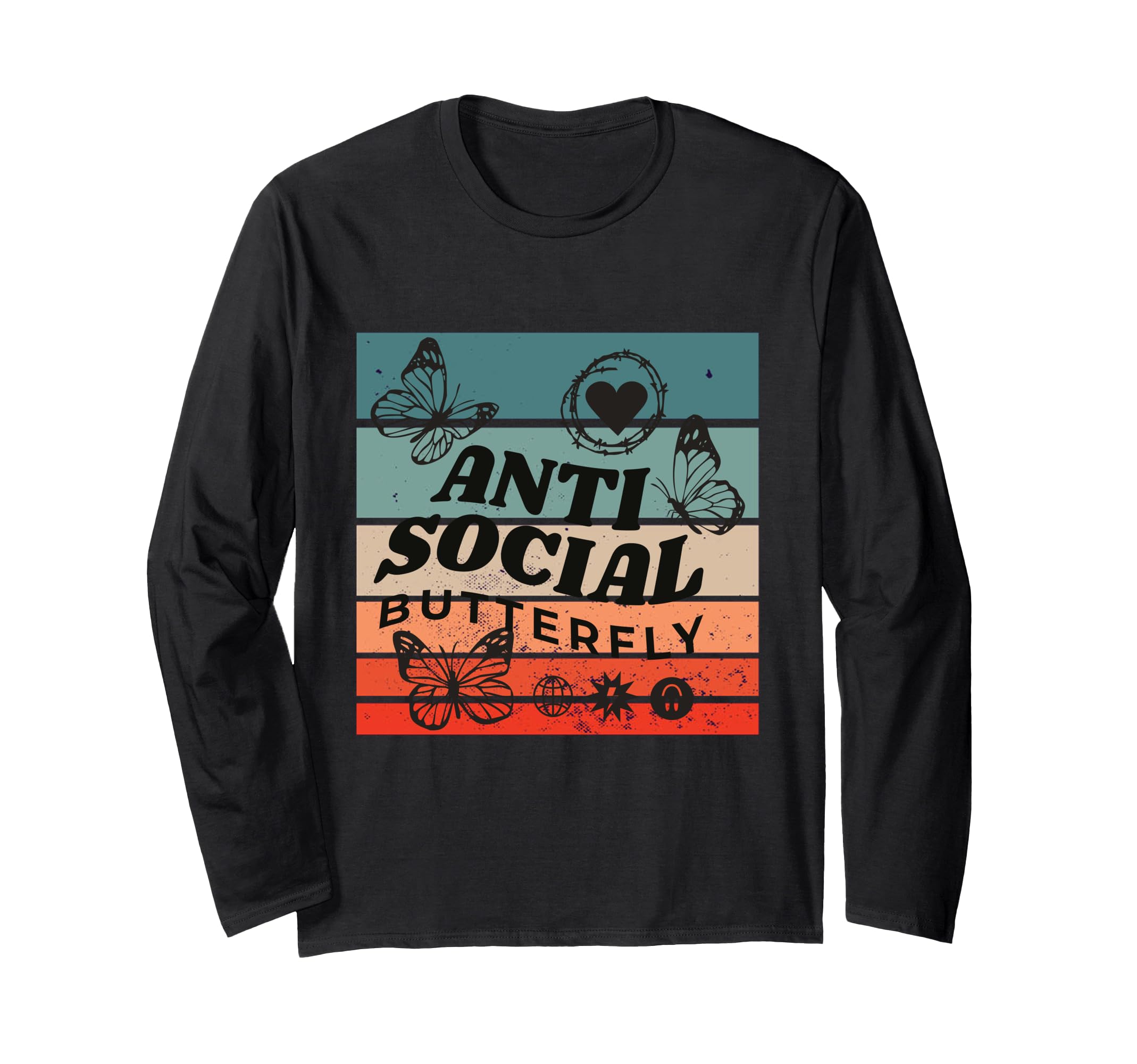 Anti Social Butterfly Barbed Wire Heart T-Shirt - Aesthetic Graphic Unisex - T-Shirt, Sweatshirt, Hoodie