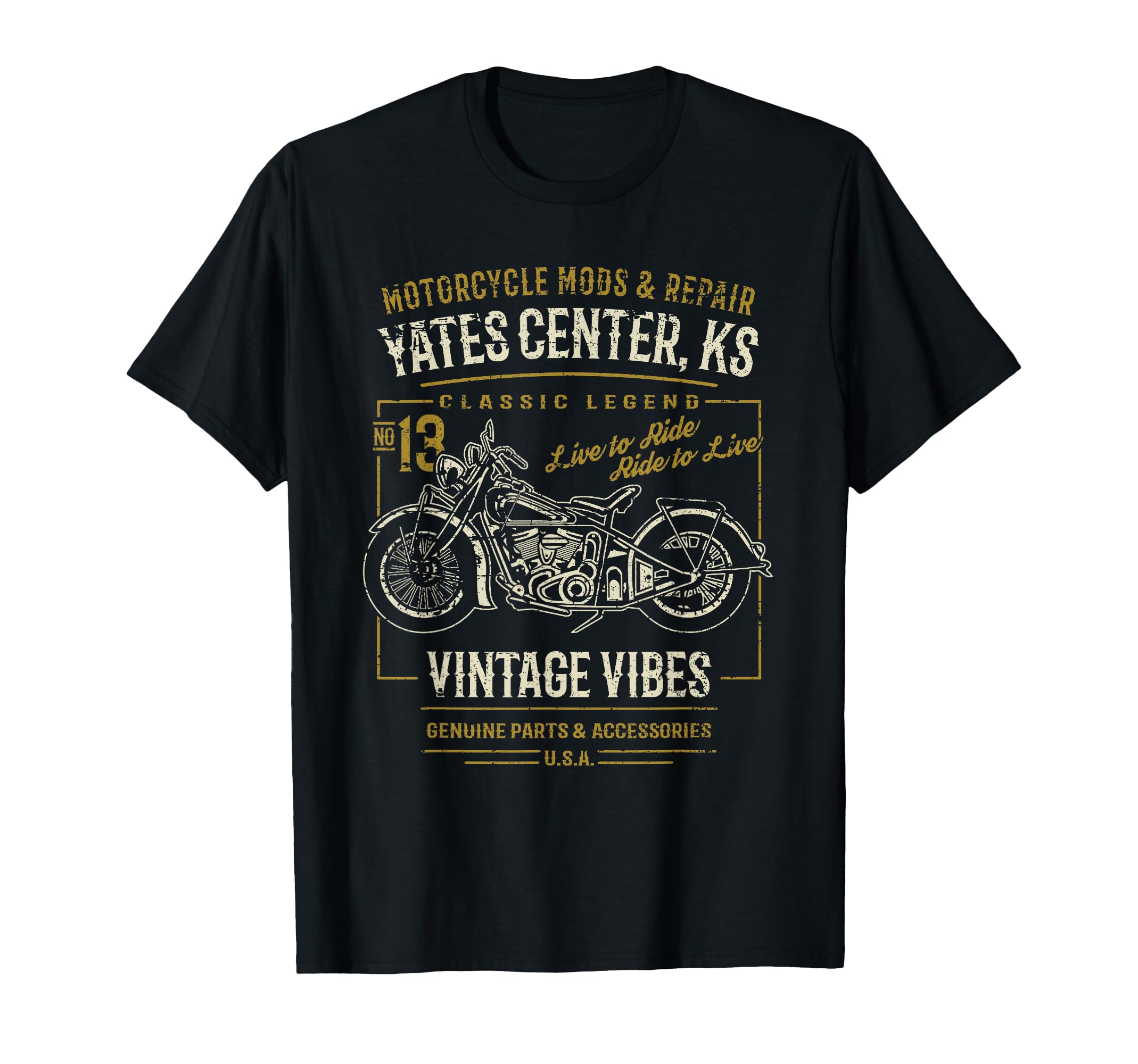 Yates Center Ks Usa Motorcycle T-Shirt - Novelty Apparel for Adults - T-Shirt, Sweatshirt, Hoodie