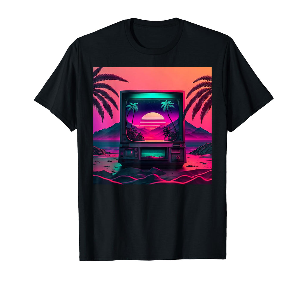 Vaporwave Crt Tv Synthwave Aesthetic 80S T-Shirt - Trendy Graphic Unisex - T-Shirt, Sweatshirt, Hoodie
