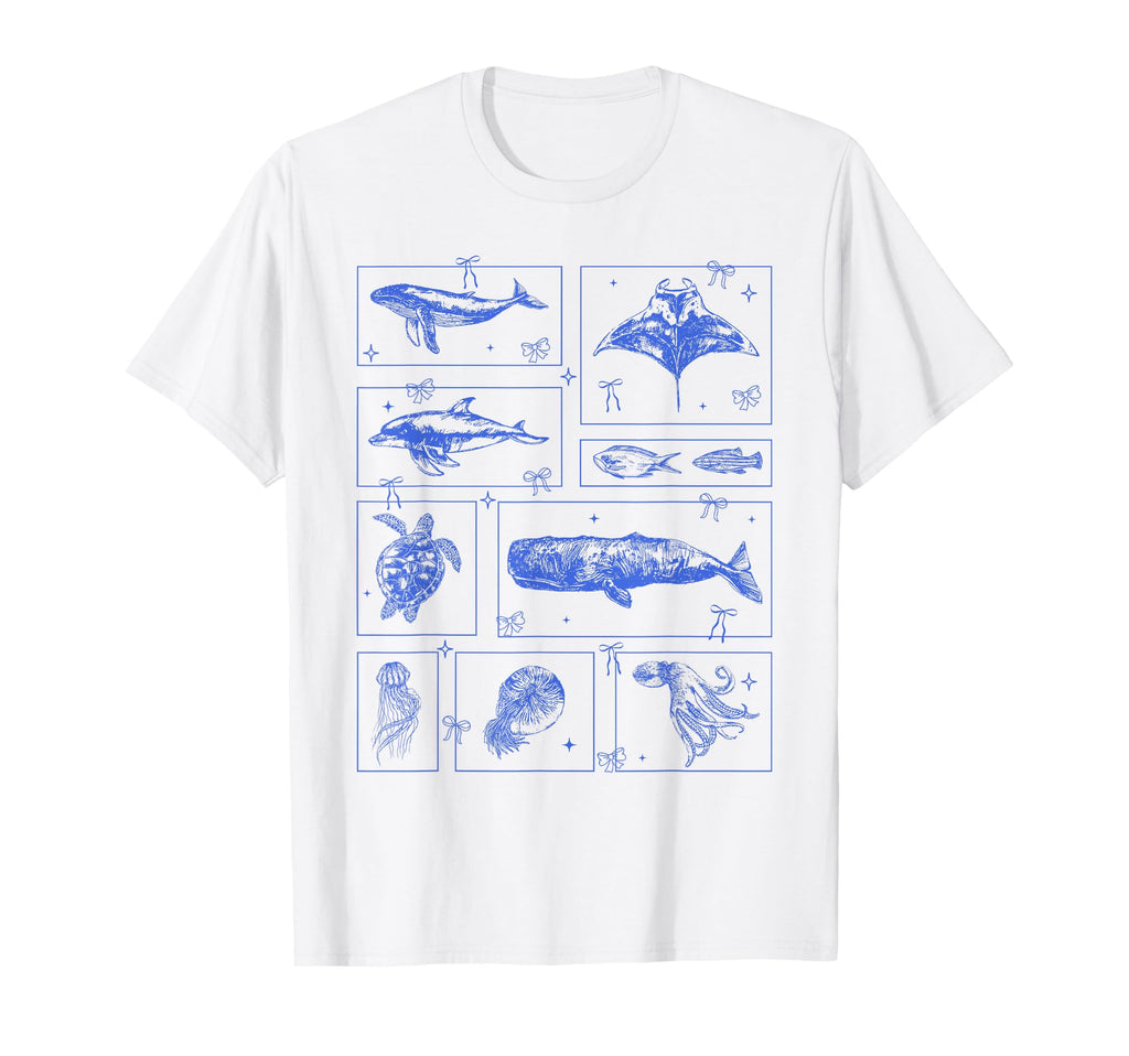 Ocean Life Sea Whale Dolphin Beach T-Shirt - Trendy Graphic for Adults - T-Shirt, Sweatshirt, Hoodie