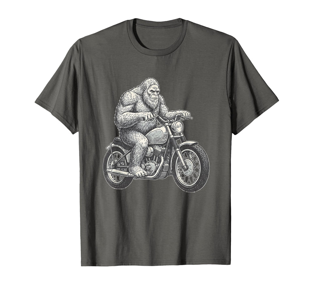 Sasquatch Riding Motorcycle Biker T-Shirt - Aesthetic Graphic Men Women - T-Shirt, Sweatshirt, Hoodie