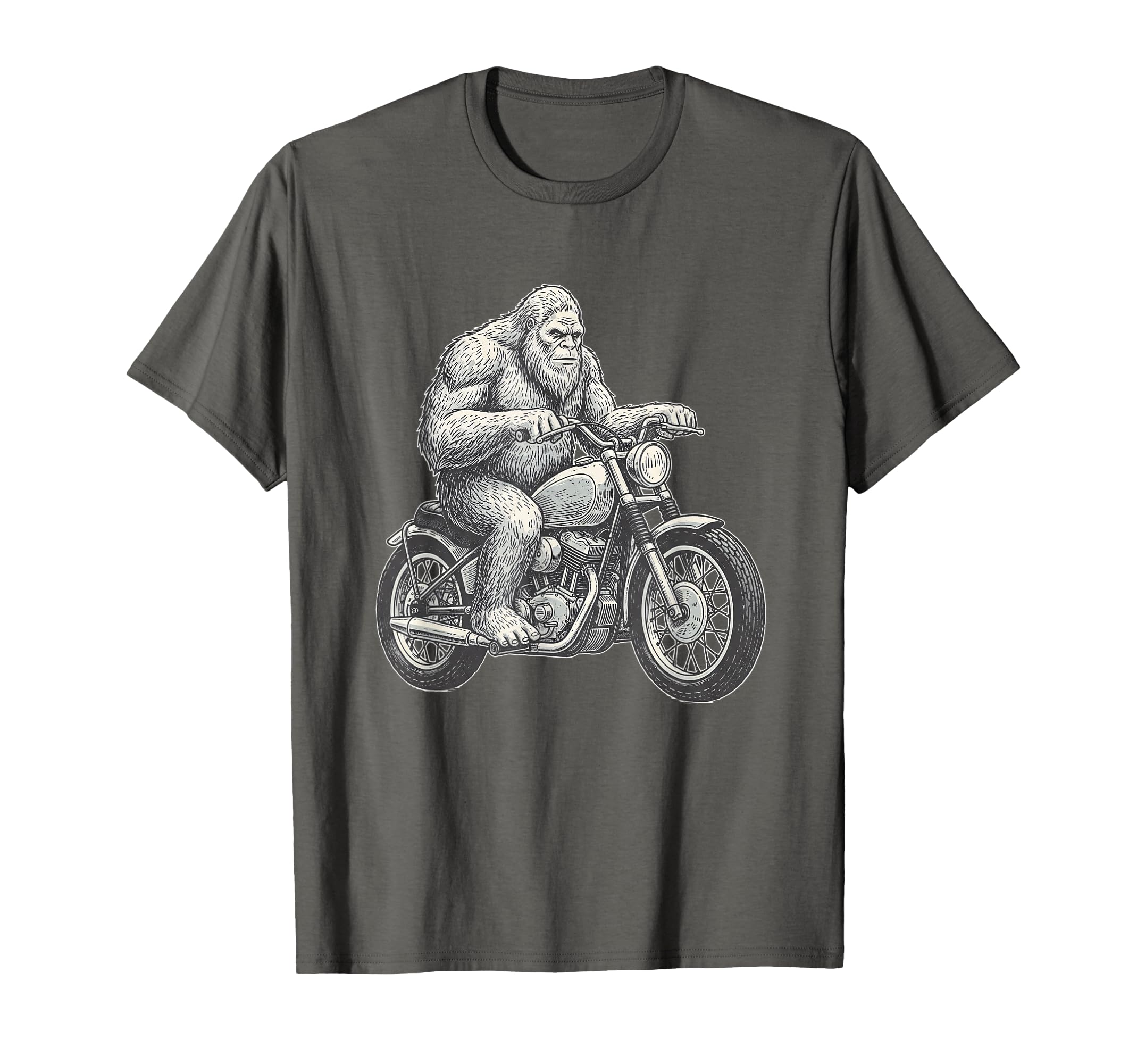 Sasquatch Riding Motorcycle Biker T-Shirt - Aesthetic Graphic Men Women - T-Shirt, Sweatshirt, Hoodie