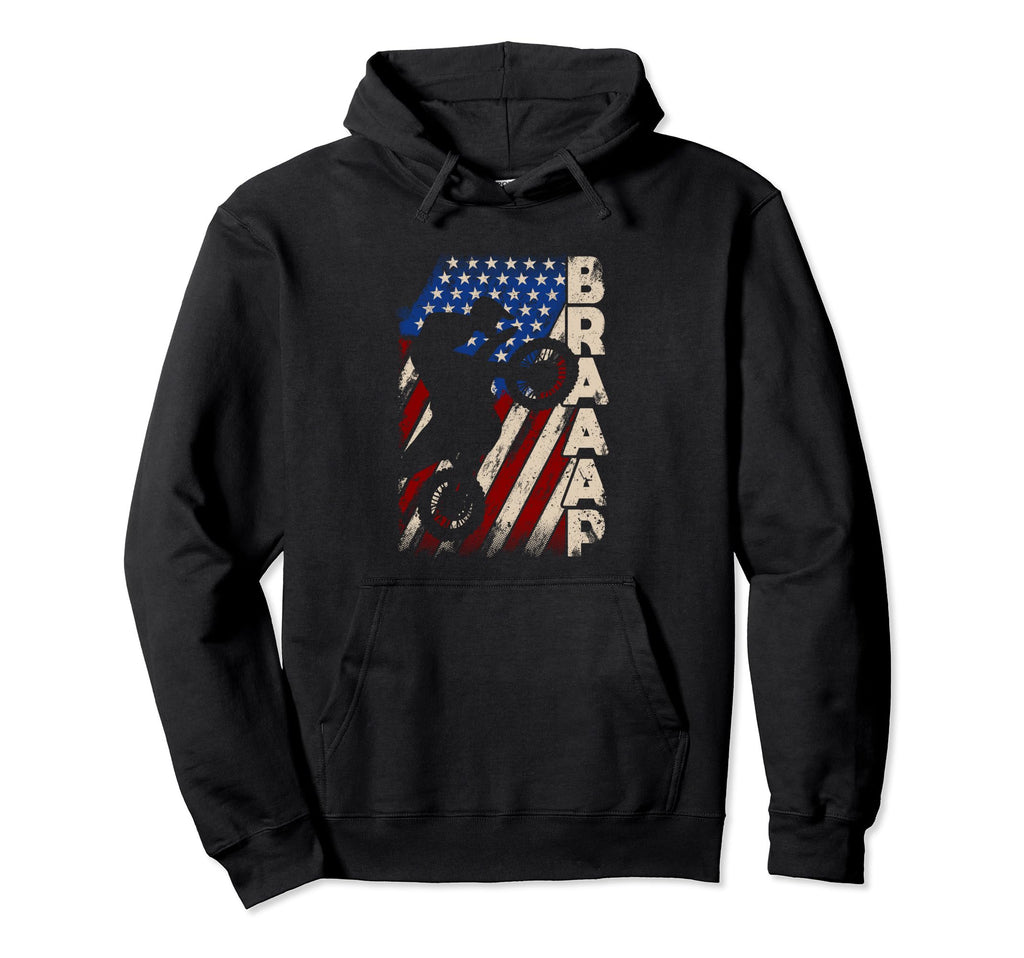 Braaap Usa American Flag Dirt Bike Hoodie - Streetwear Style Men Women - T-Shirt, Sweatshirt, Hoodie