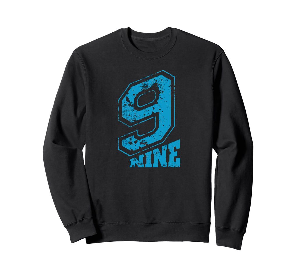 Minimalist Typography Blue Number Nine Sweatshirt - Custom Art Print Unisex - T-Shirt, Sweatshirt, Hoodie