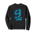 Minimalist Typography Blue Number Nine Sweatshirt - Custom Art Print Unisex - T-Shirt, Sweatshirt, Hoodie