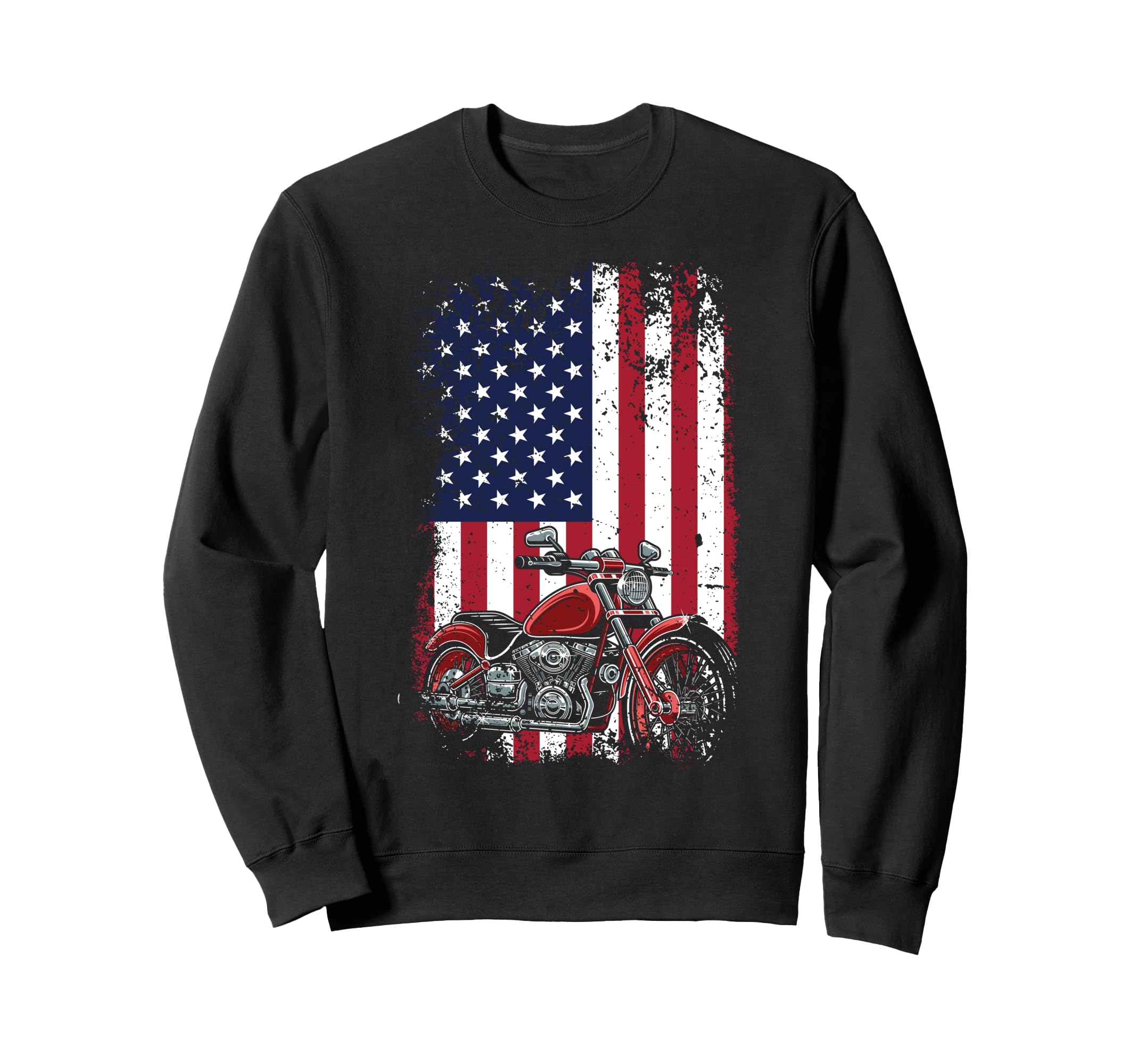 Motorcycle Biker American Flag Sweatshirt - Aesthetic Graphic Unisex - T-Shirt, Sweatshirt, Hoodie