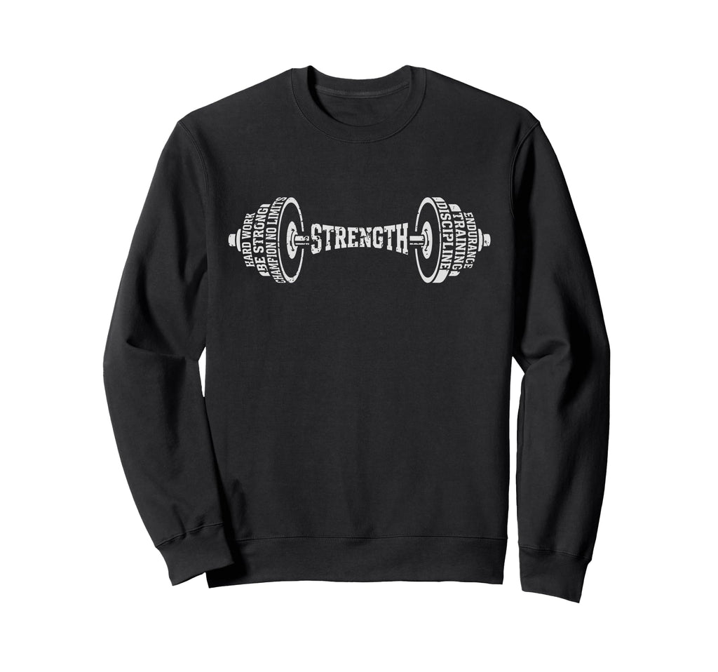 Typography Word Art Barbell Grunge Sweatshirt - Trendy Graphic for Adults - T-Shirt, Sweatshirt, Hoodie
