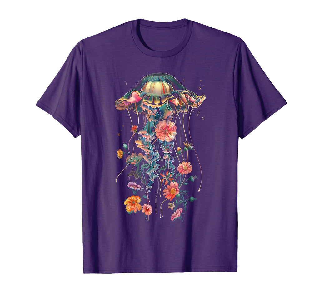 Jellyfish Flowers Floral Scuba Diving T-Shirt - Novelty Apparel for Adults - T-Shirt, Sweatshirt, Hoodie