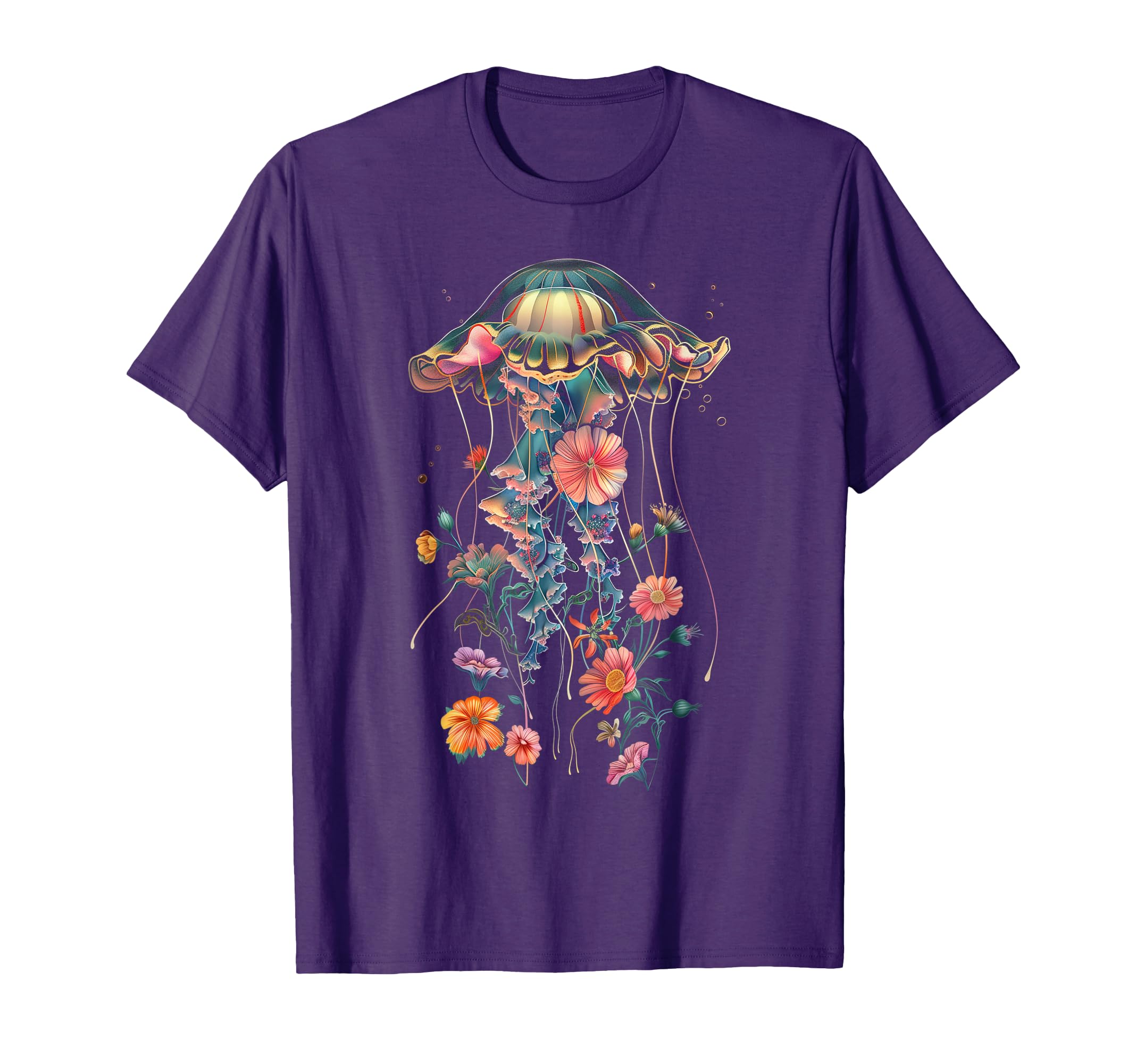 Jellyfish Flowers Floral Scuba Diving T-Shirt - Novelty Apparel for Adults - T-Shirt, Sweatshirt, Hoodie