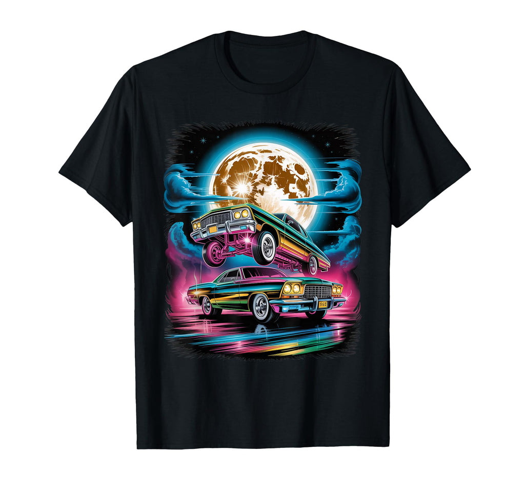 90S Airbrushed Cars Under Full Moon T-Shirt - Unique Graphic Unisex - T-Shirt, Sweatshirt, Hoodie