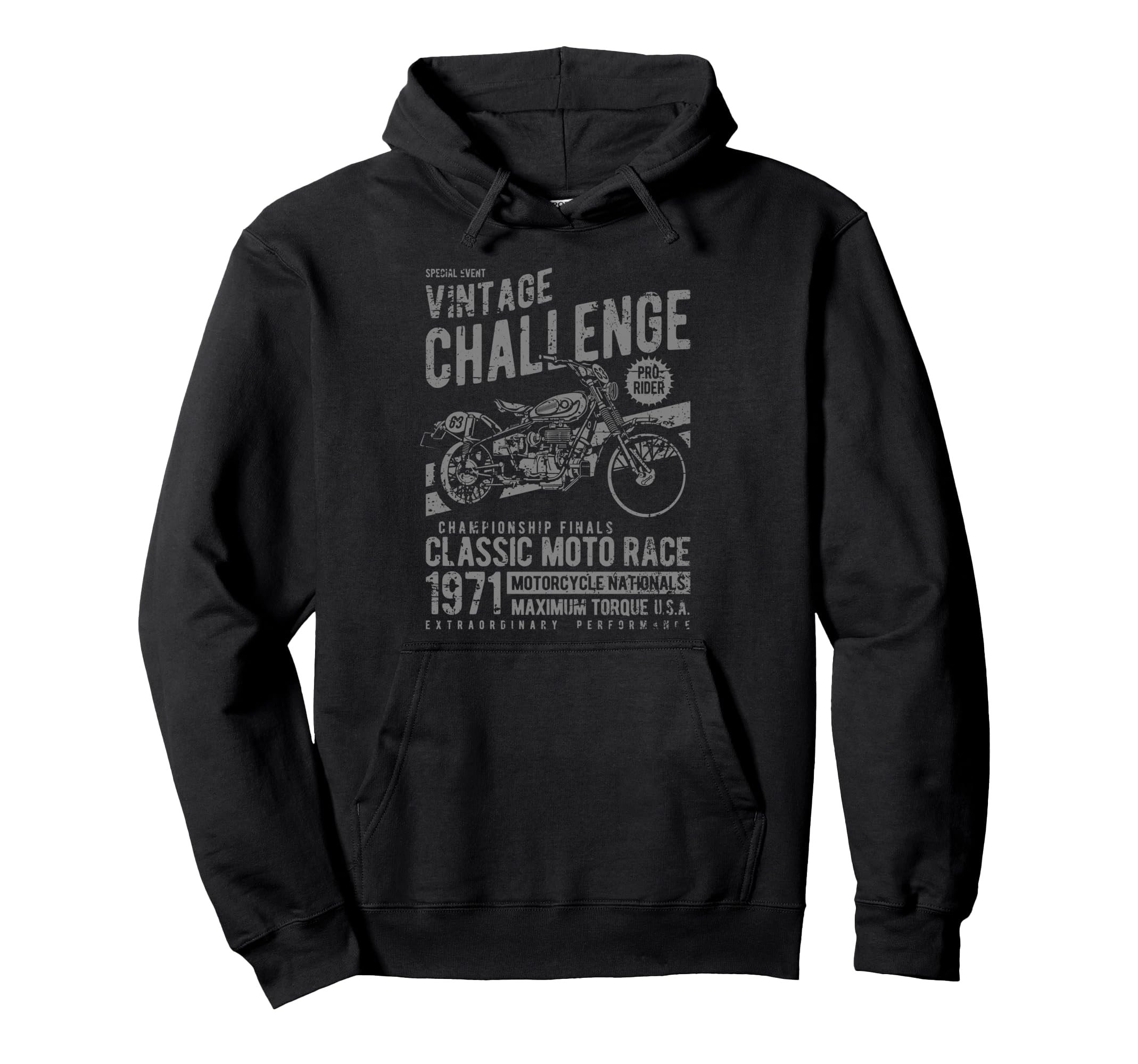Challenge Motorcycle Race Distressed Hoodie - Unique Graphic for Adults - T-Shirt, Sweatshirt, Hoodie